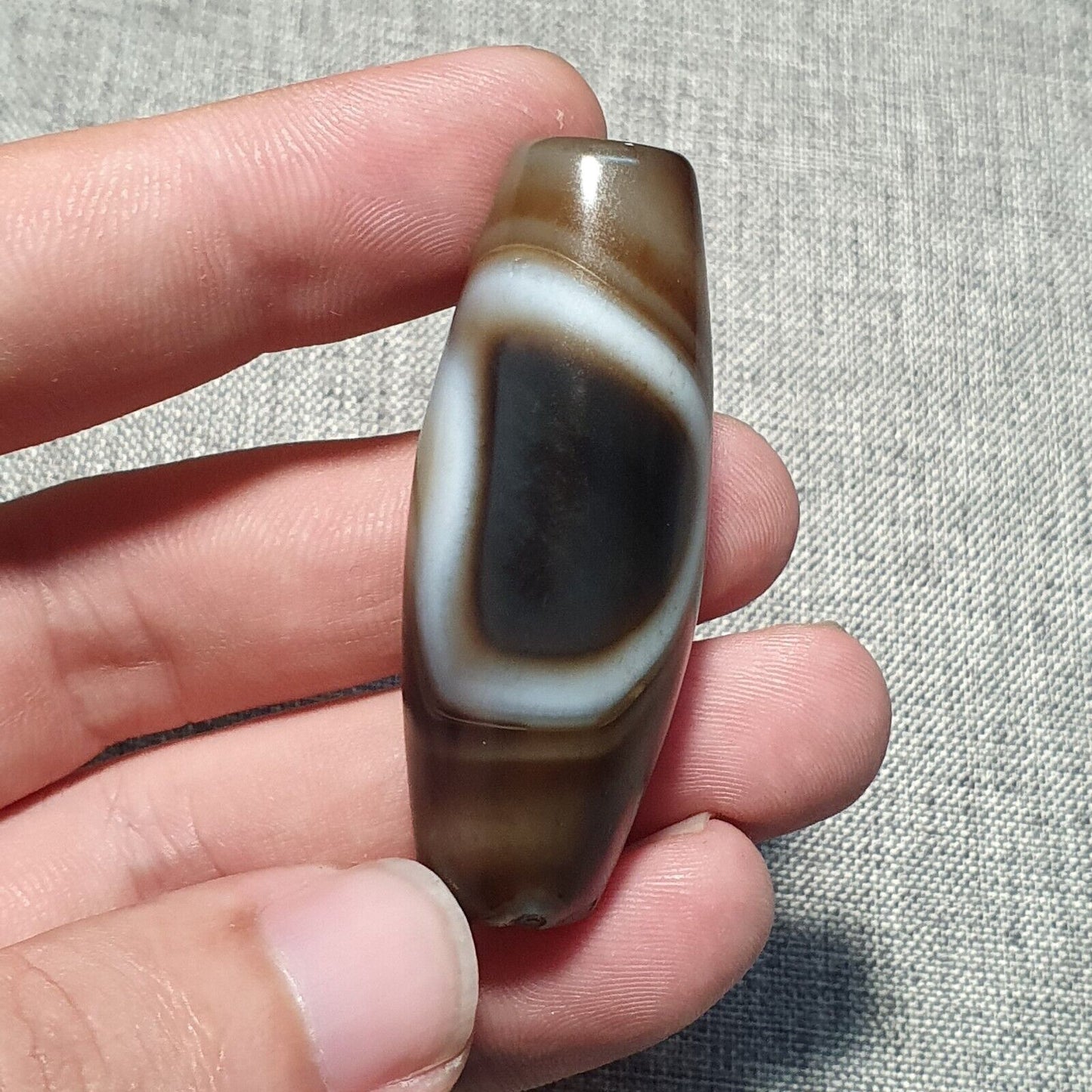 Vintage alter Himalaya-Indo-tibetischer reiner natürlicher Achat-Dzi-Amulett-Anhänger 355