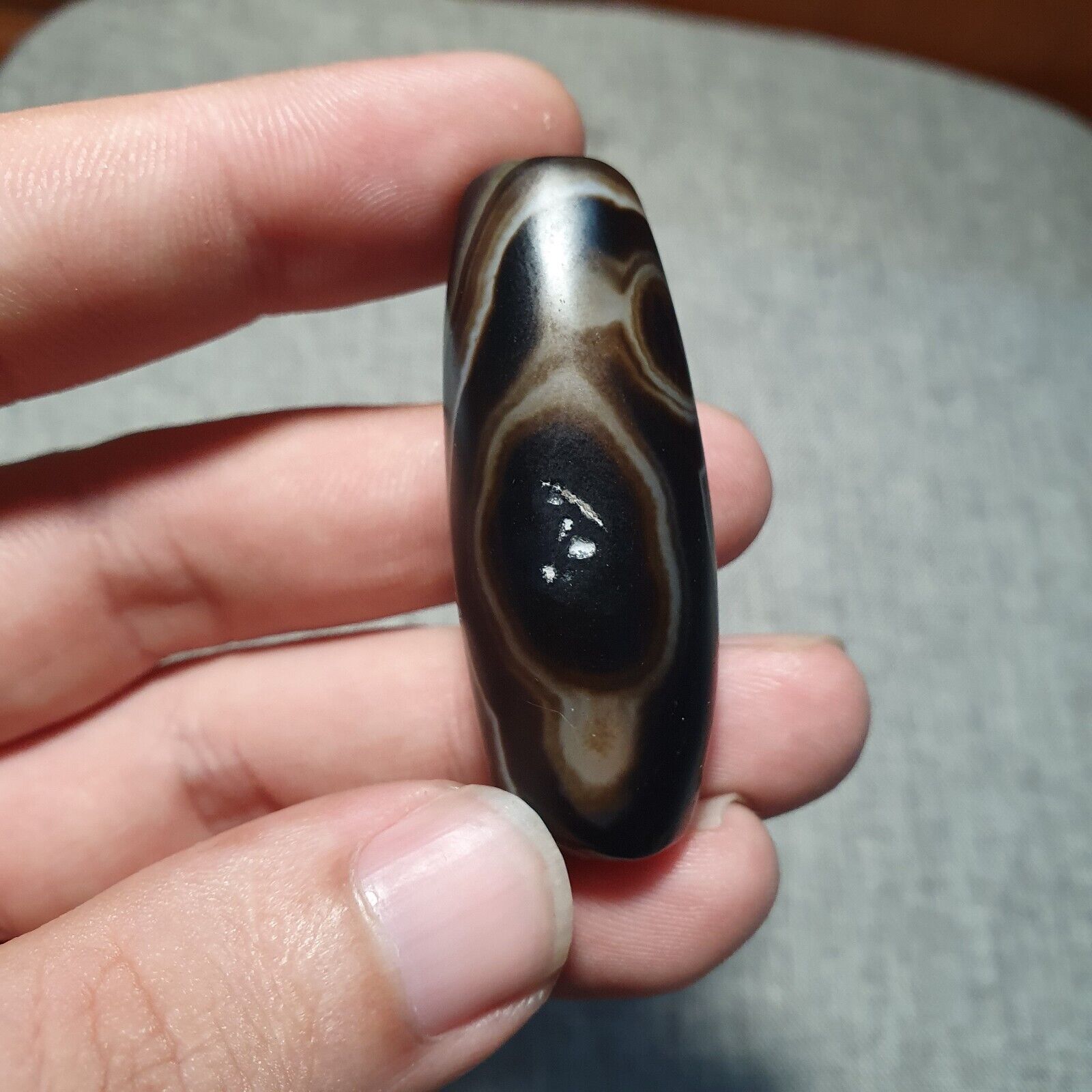 Vintage Old Himalayan Indo Tibetan Pure Natural Agate Dzi Amulet Pendant 355