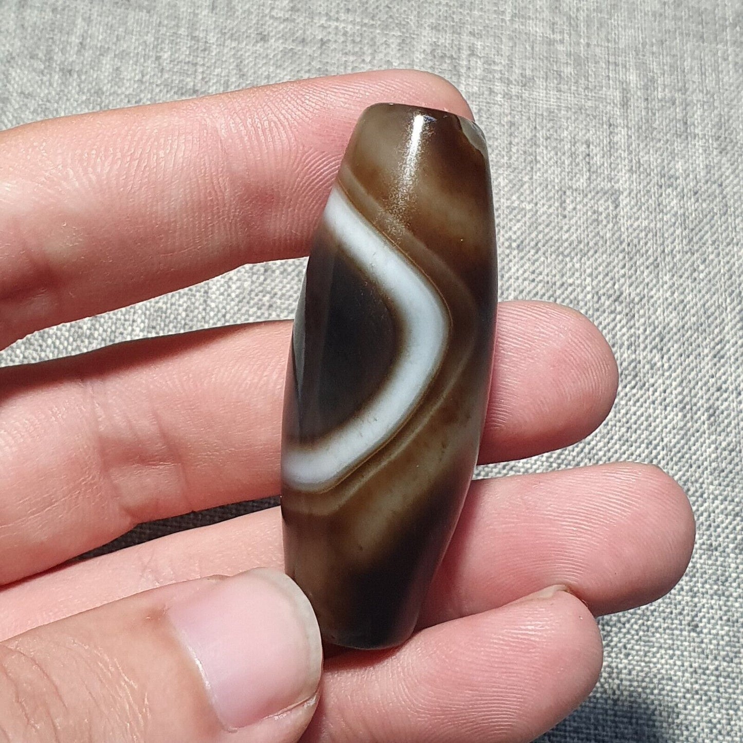 Vintage alter Himalaya-Indo-tibetischer reiner natürlicher Achat-Dzi-Amulett-Anhänger 355