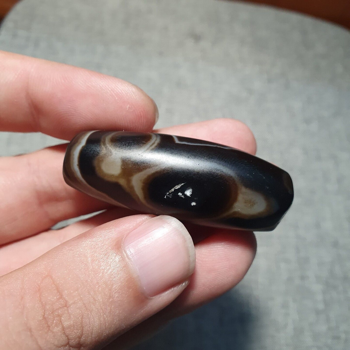 Vintage Old Himalayan Indo Tibetan Pure Natural Agate Dzi Amulet Pendant 355