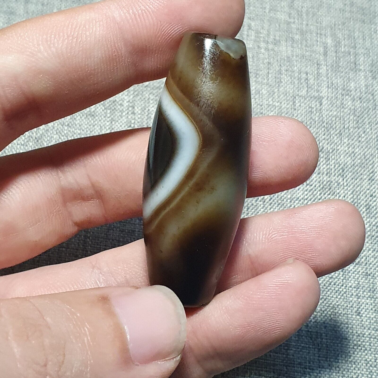 Vintage Old Himalayan Indo Tibetan Pure Natural Agate Dzi Amulet Pendant 355