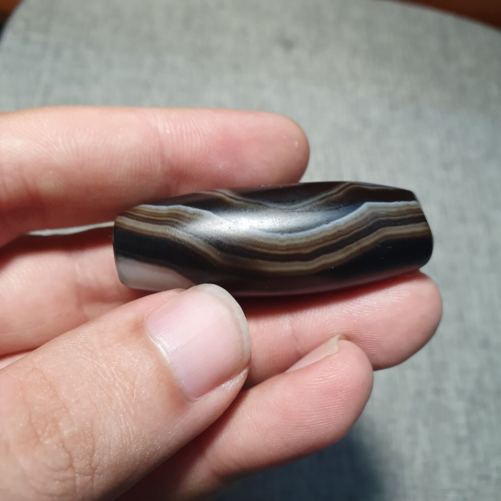Vintage Old Himalayan Indo Tibetan Pure Natural Agate Dzi Amulet Pendant 355