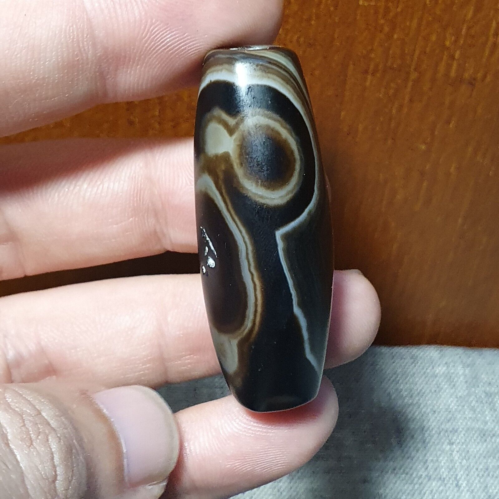 Vintage Old Himalayan Indo Tibetan Pure Natural Agate Dzi Amulet Pendant 355