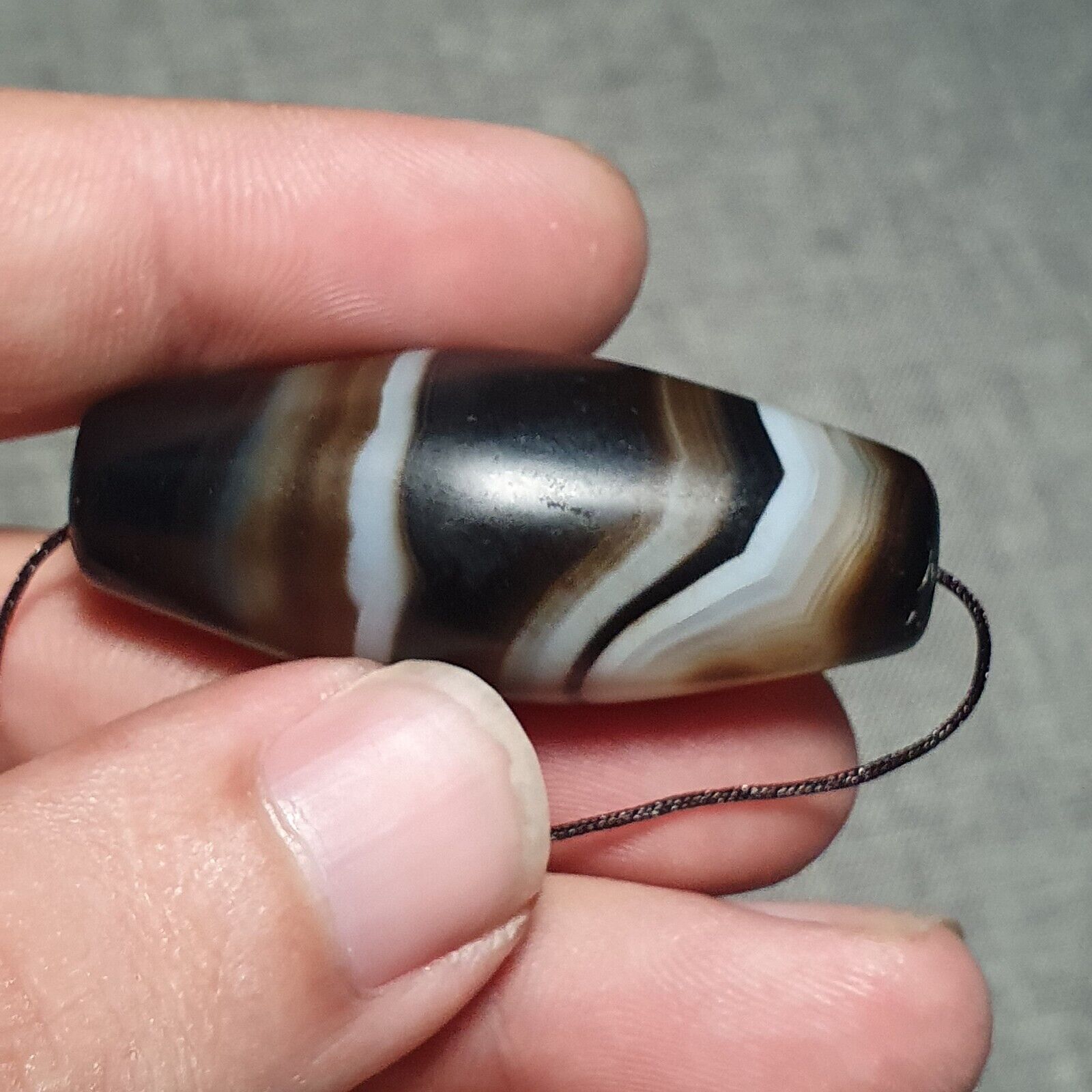Vintage Old Himalayan Indo Tibetan Pure Crystalized Agate Dzi Amulet Pendant 350