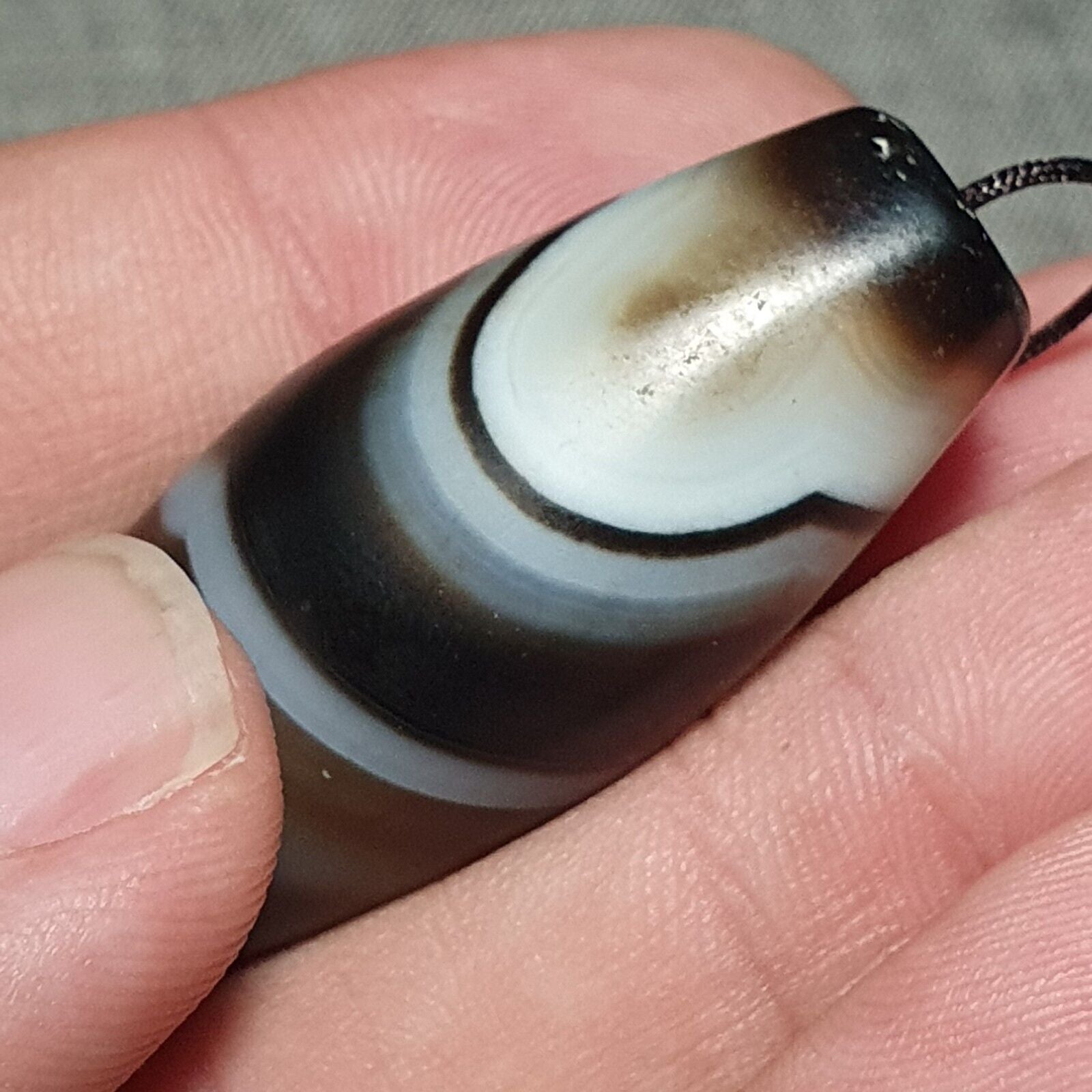 Vintage Old Himalayan Indo Tibetan Pure Crystalized Agate Dzi Amulet Pendant 350