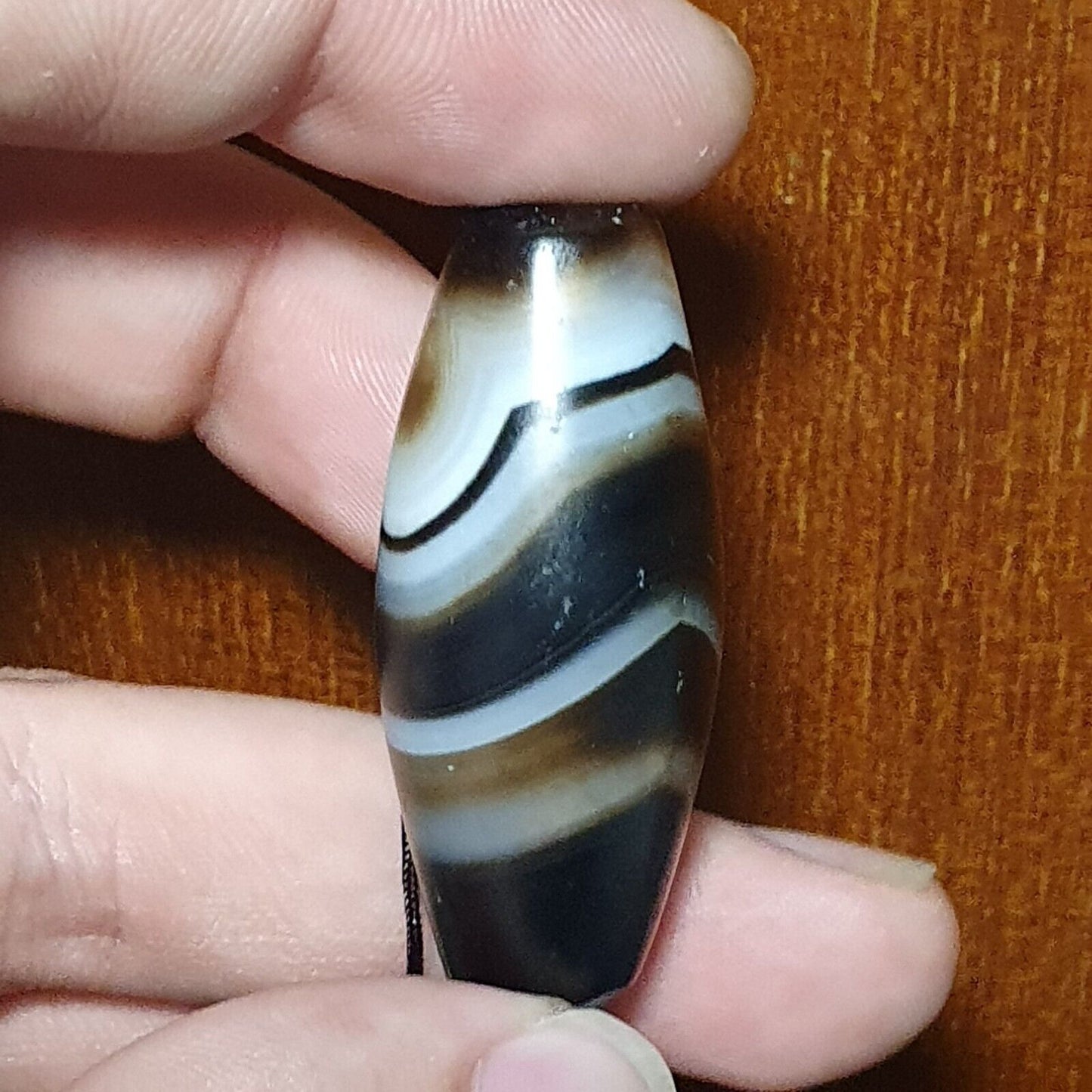 Vintage alter Himalaya-Indo-tibetischer reiner kristallisierter Achat-Dzi-Amulett-Anhänger 350