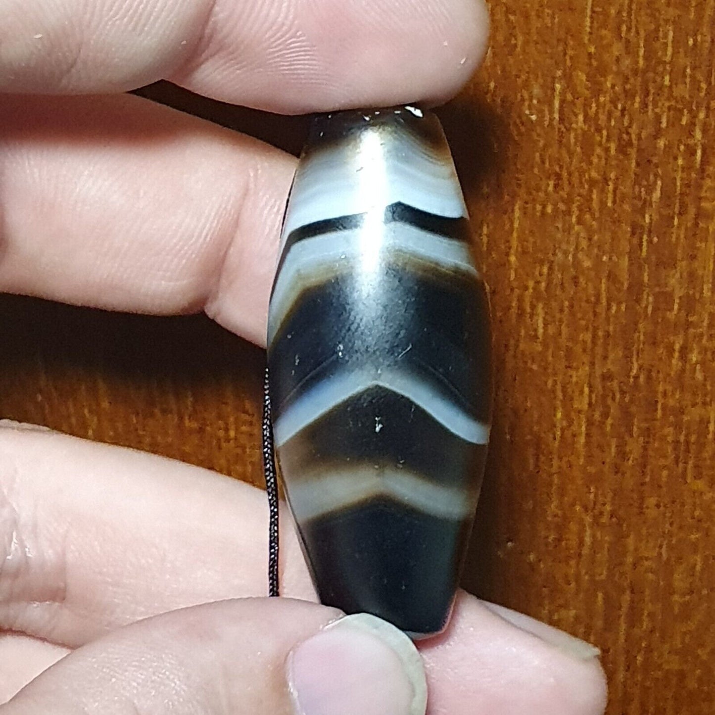 Vintage alter Himalaya-Indo-tibetischer reiner kristallisierter Achat-Dzi-Amulett-Anhänger 350