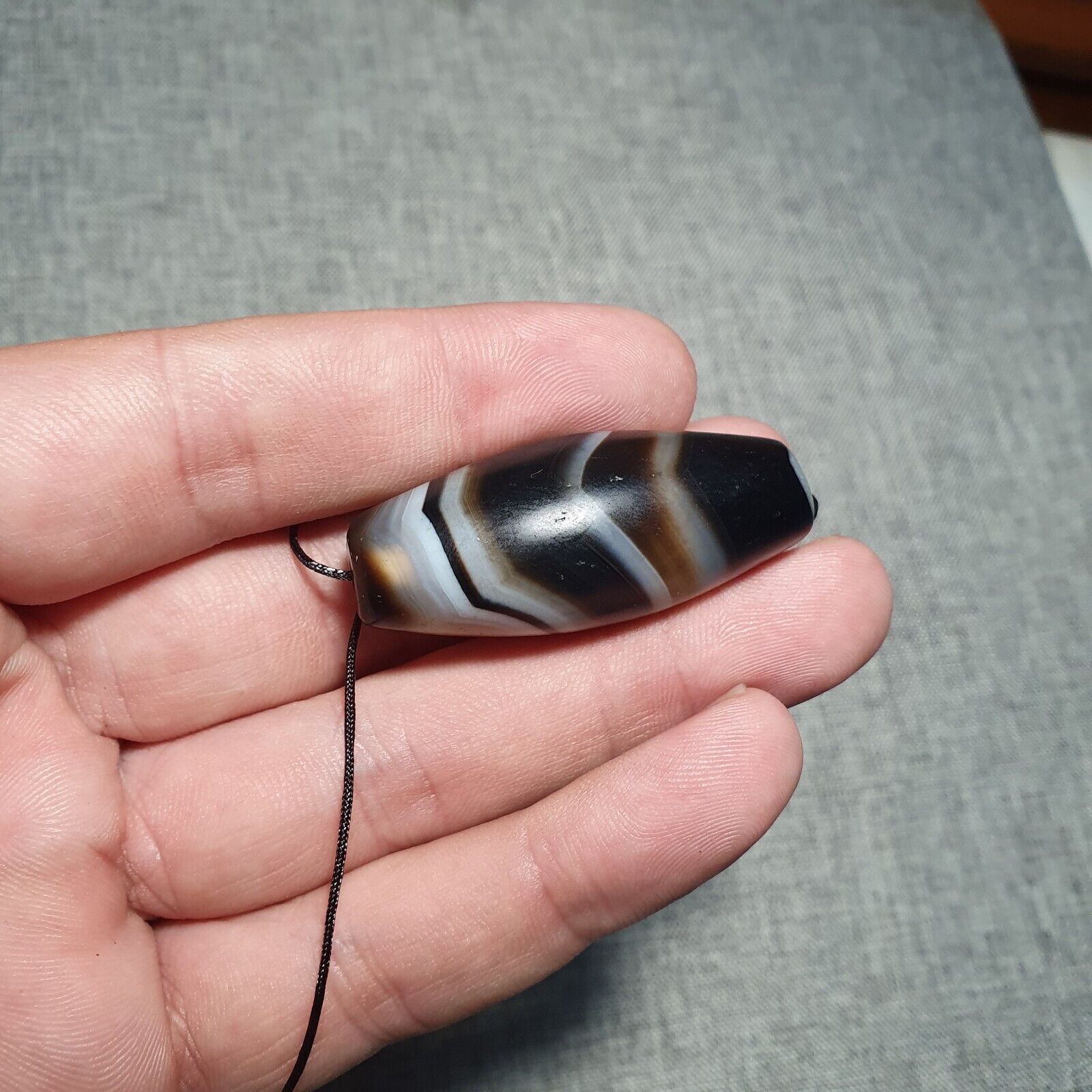 Vintage Old Himalayan Indo Tibetan Pure Crystalized Agate Dzi Amulet Pendant 350