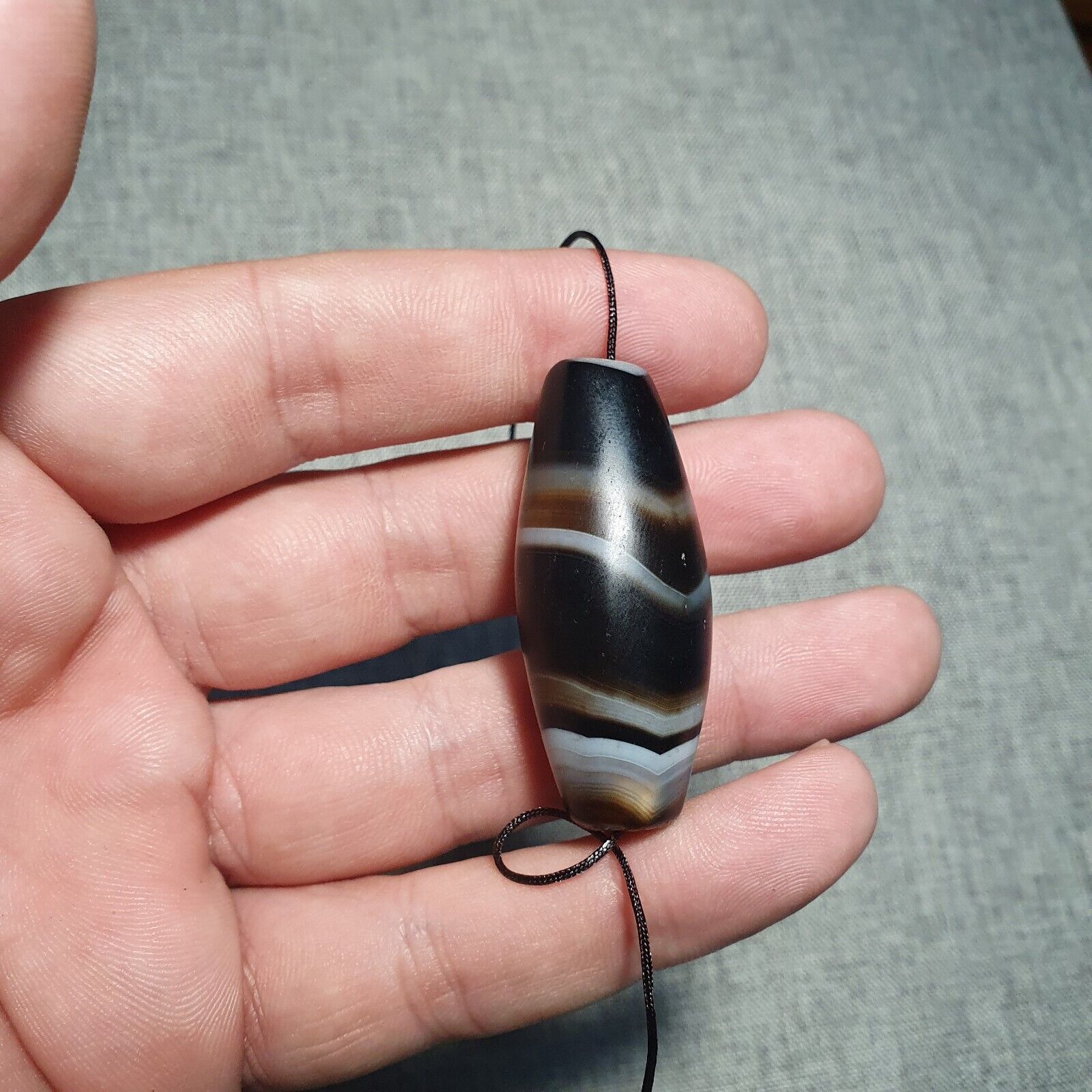 Vintage Old Himalayan Indo Tibetan Pure Crystalized Agate Dzi Amulet Pendant 350
