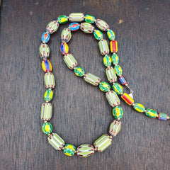 Vintage OLD Glass Chevron and Fancy GLASS BEADS Beaded NECKLACE