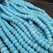 East Oasis Old African Sky Blue Glass Bead Long Strand, Vintage 9mm Trade Beads