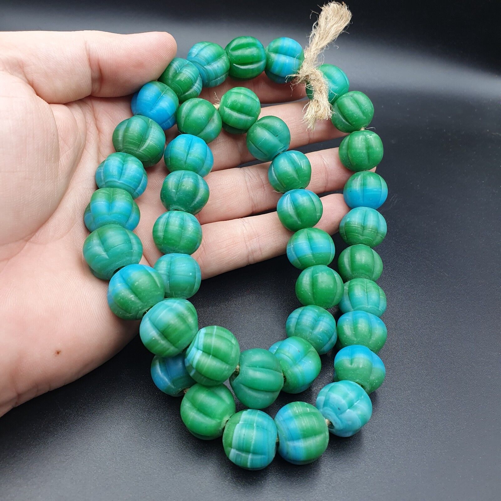 Vintage Handmade Lamp work Beads-"Flower" 16mm Full Long Strand