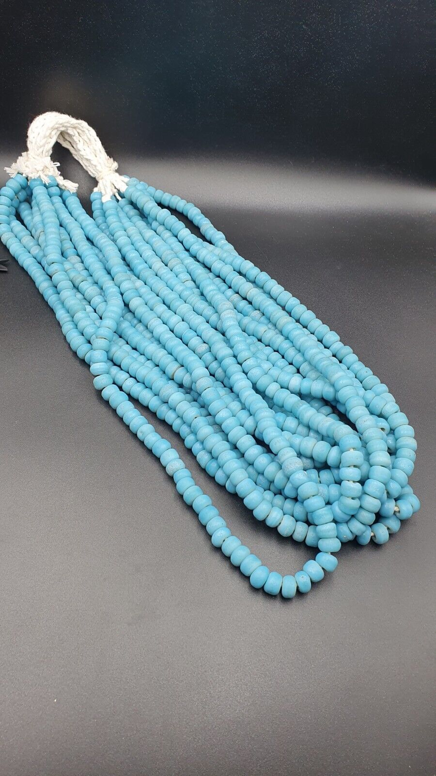 BEAUTIFUL OLD AFRICAN  Sky Blue GLASS Vintage 9mm BEADS Long Strands Strand