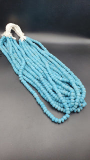 East Oasis Old African Sky Blue Glass Bead Long Strand, Vintage 9mm Trade Beads