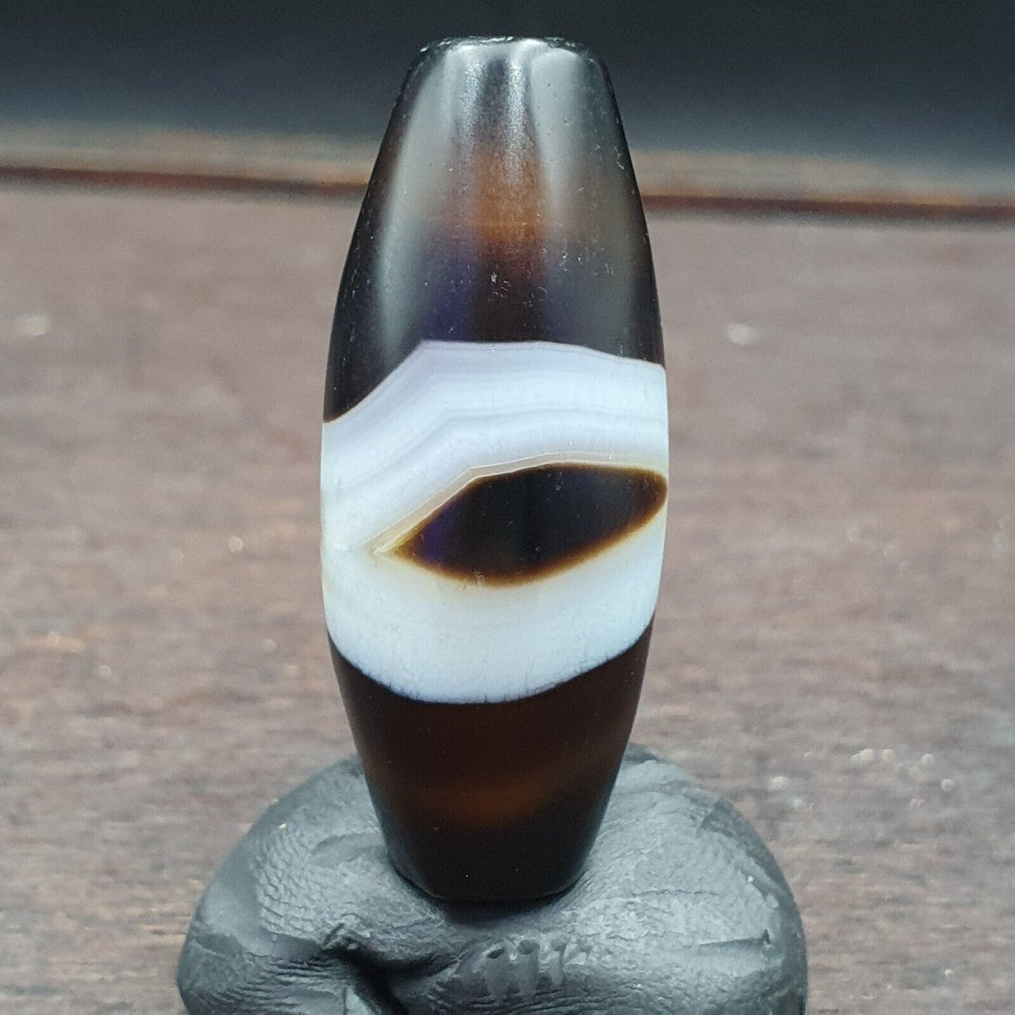 Seltene Auge Achat alte Himalaya Indo Tibet Nepal antike Amulett Perle B#365