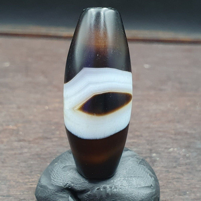 Rare Eye Agate Old Himalayan Indo Tibetan Nepal Antique Amulet Bead B#365