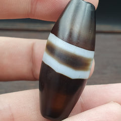 Rare Eye Agate Old Himalayan Indo Tibetan Nepal Antique Amulet Bead B#365