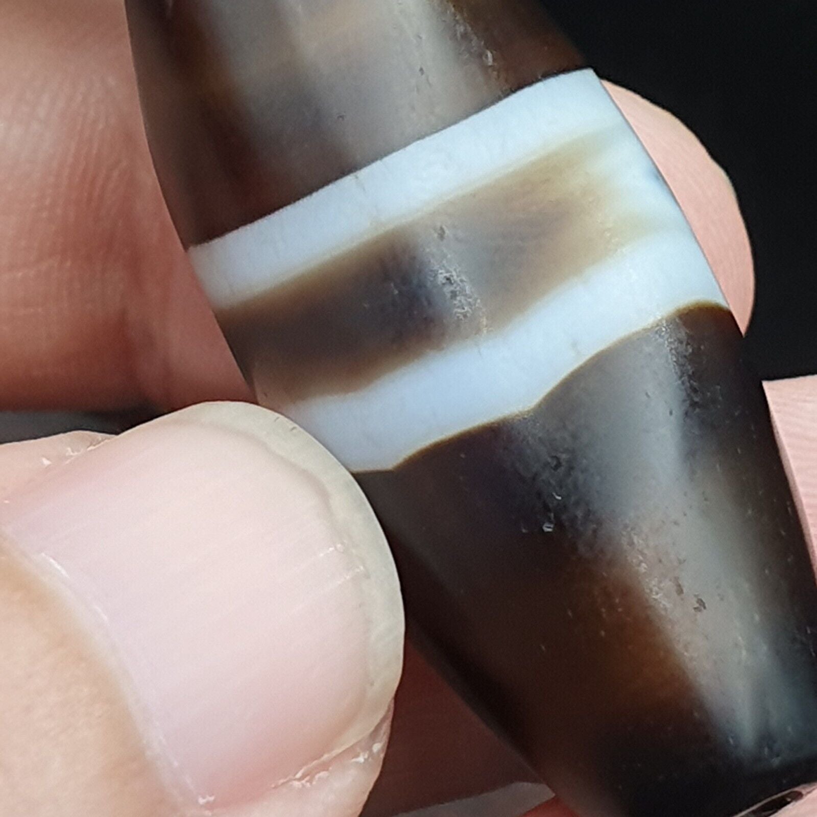 Rare Eye Agate Old Himalayan Indo Tibetan Nepal Antique Amulet Bead B#365