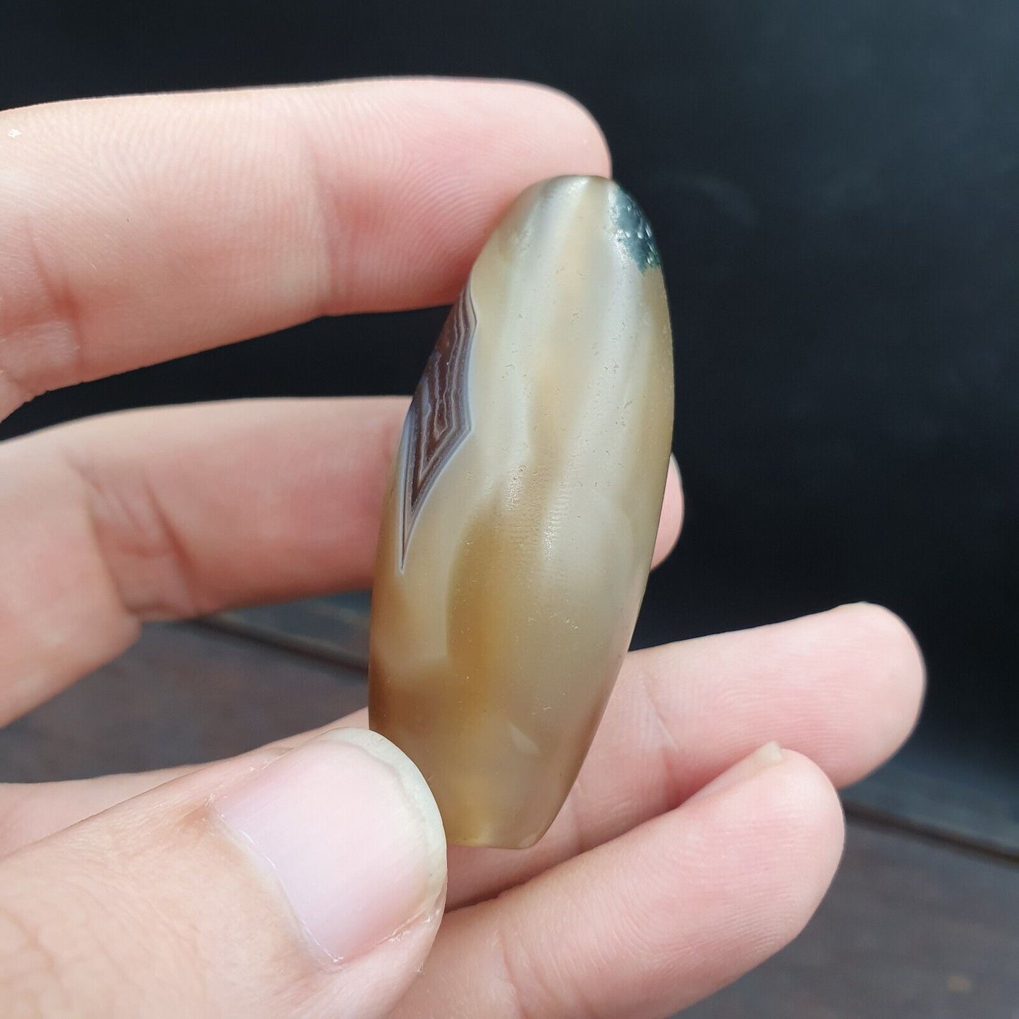 水晶眼瑪瑙老喜馬拉雅印度西藏尼泊爾古董護身符珠 B#367