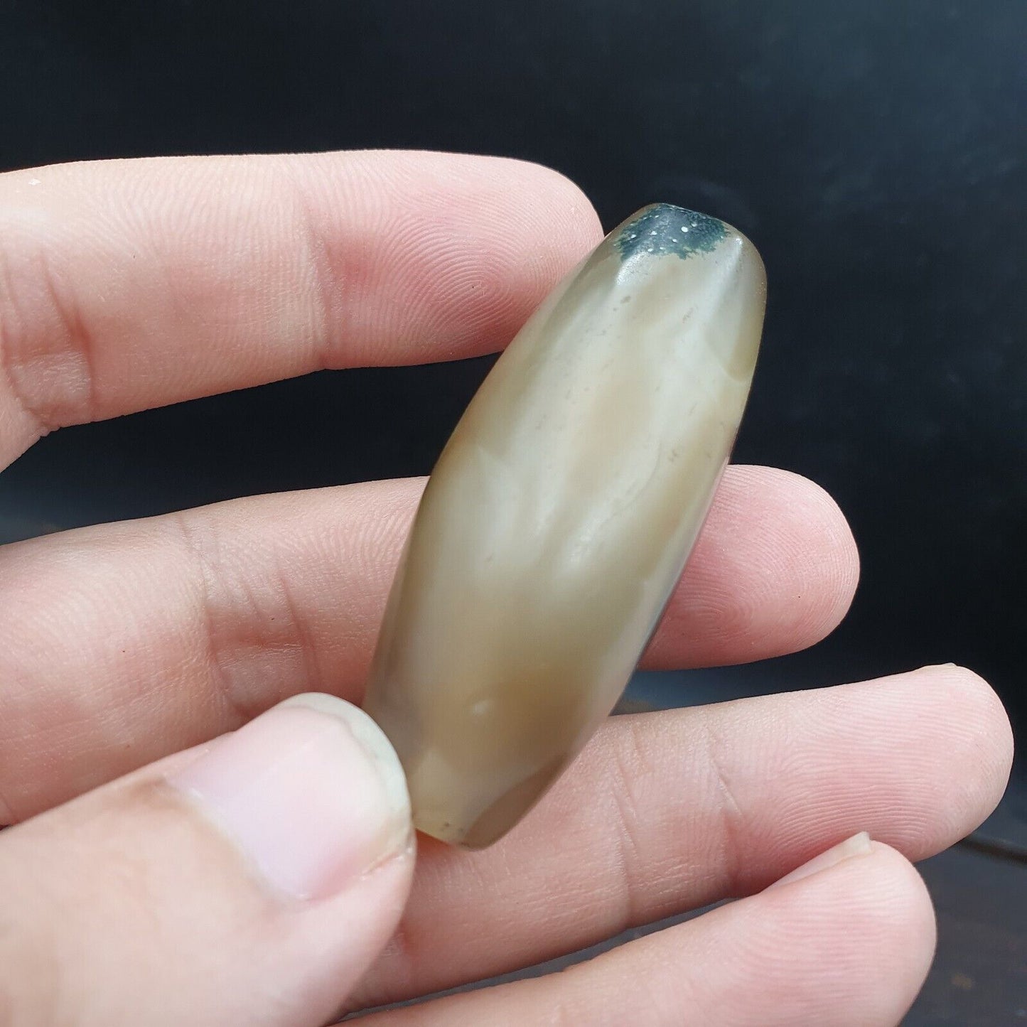 水晶眼瑪瑙老喜馬拉雅印度西藏尼泊爾古董護身符珠 B#367