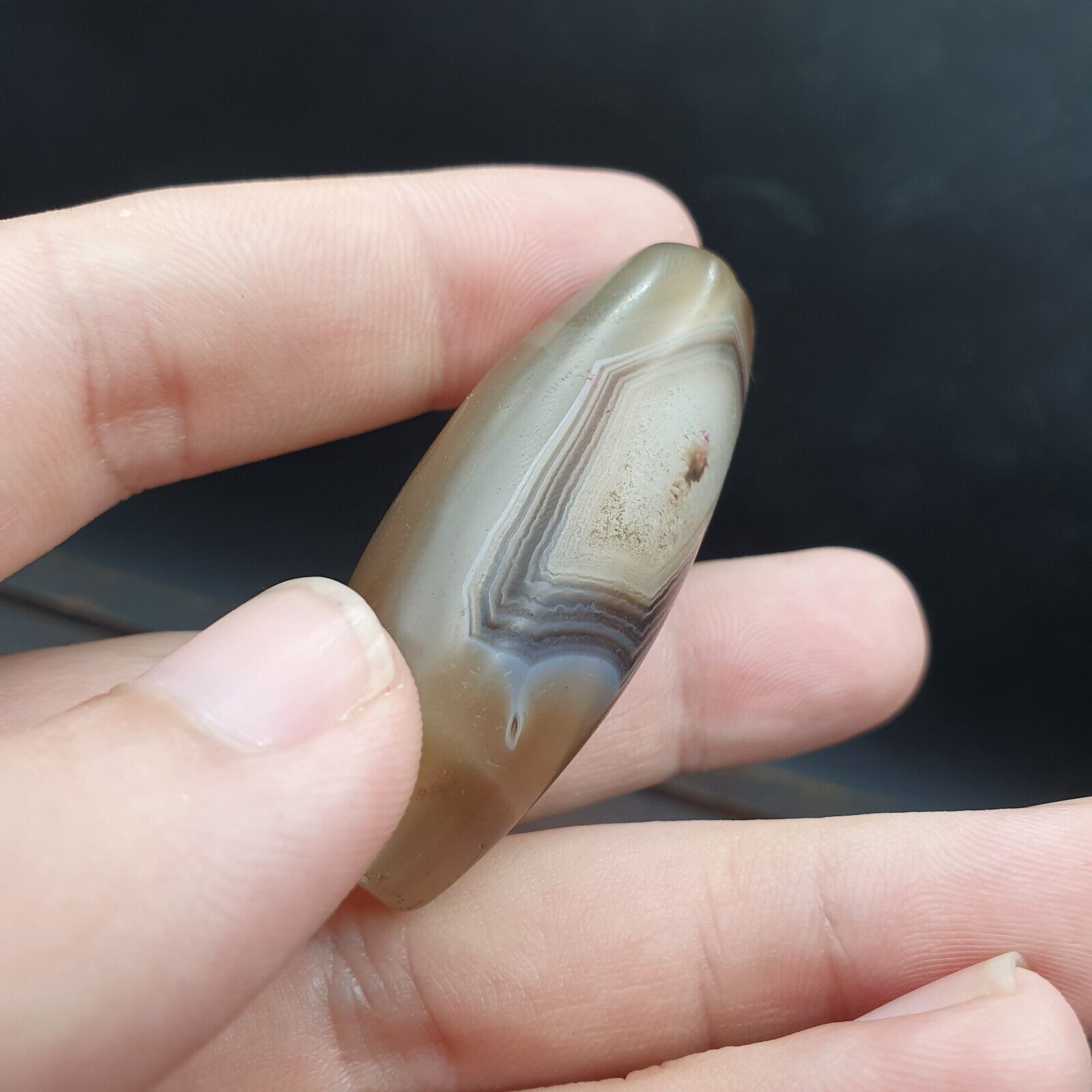 Crystal Eye Agate Old Himalayan Indo Tibetan Nepal Antique Amulet Bead B#367