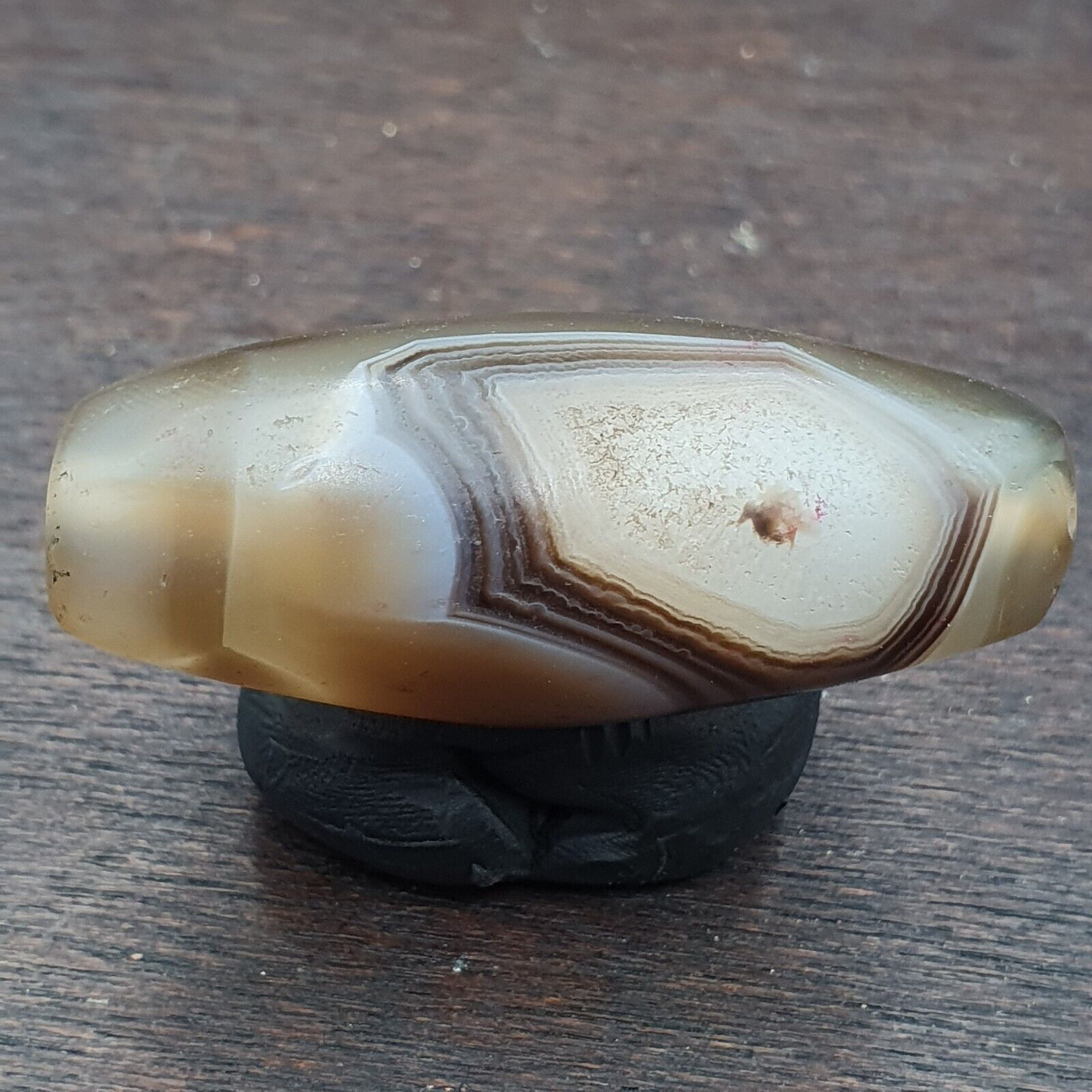 Crystal Eye Agate Old Himalayan Indo Tibetan Nepal Antique Amulet Bead B#367