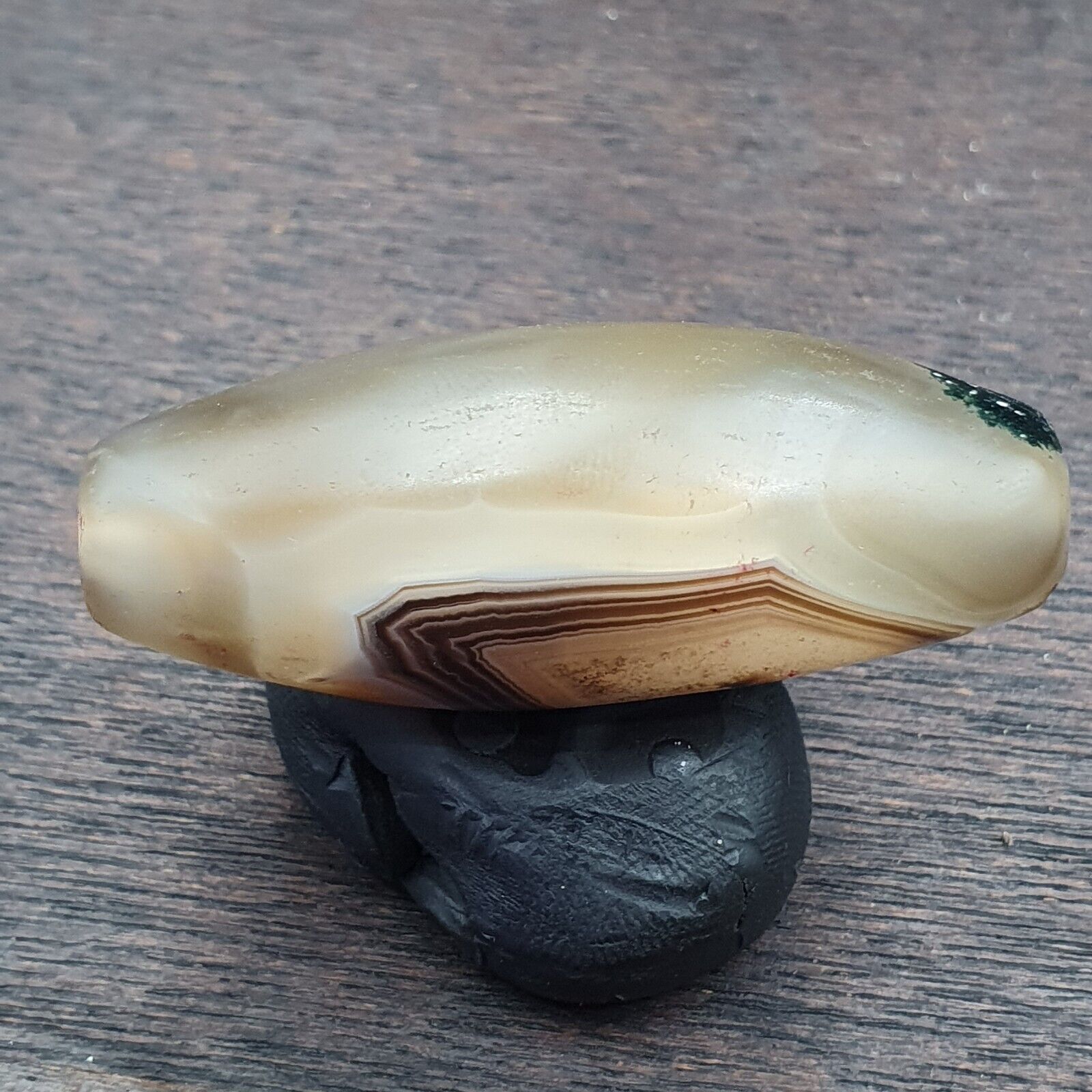 Crystal Eye Agate Old Himalayan Indo Tibetan Nepal Antique Amulet Bead B#367