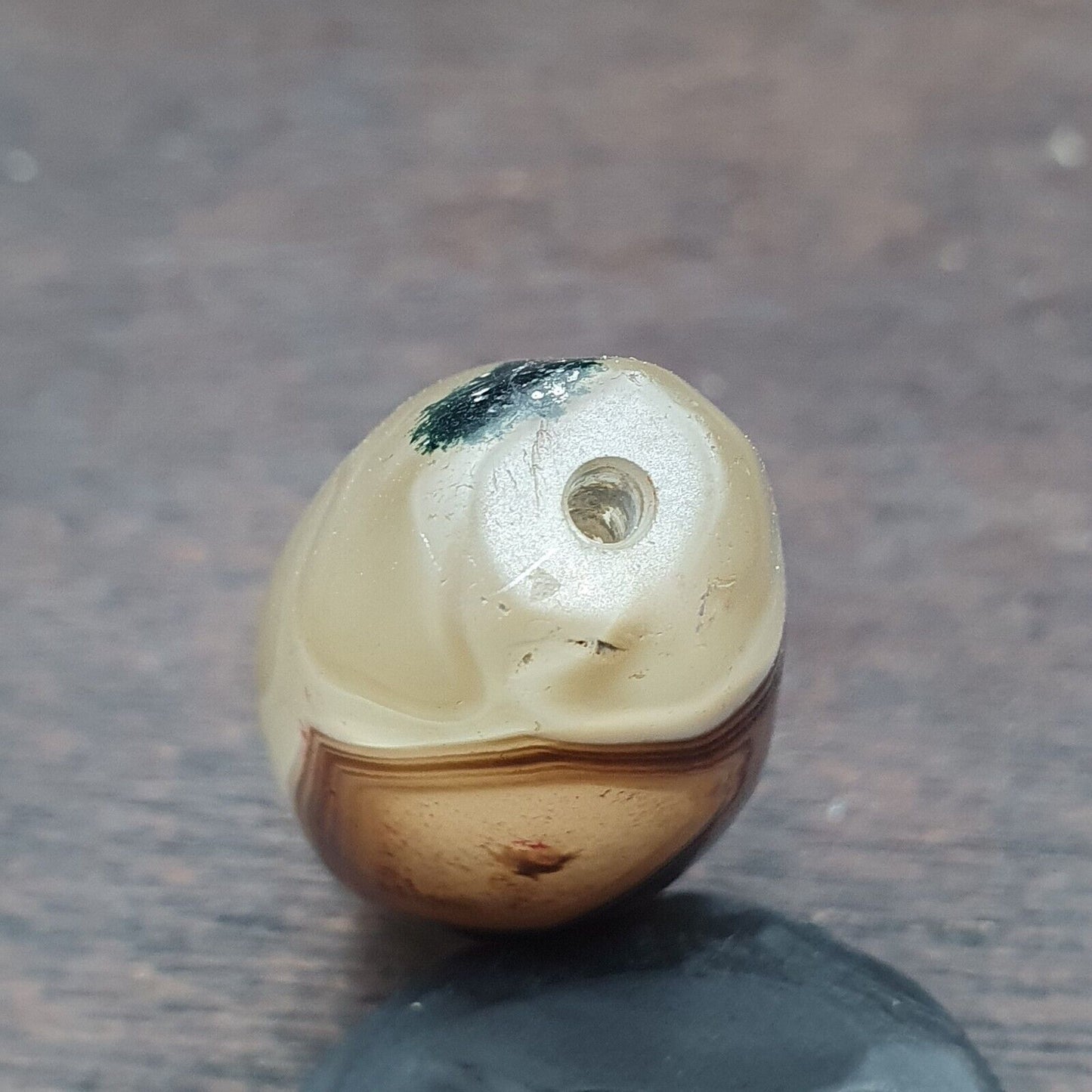 水晶眼瑪瑙老喜馬拉雅印度西藏尼泊爾古董護身符珠 B#367
