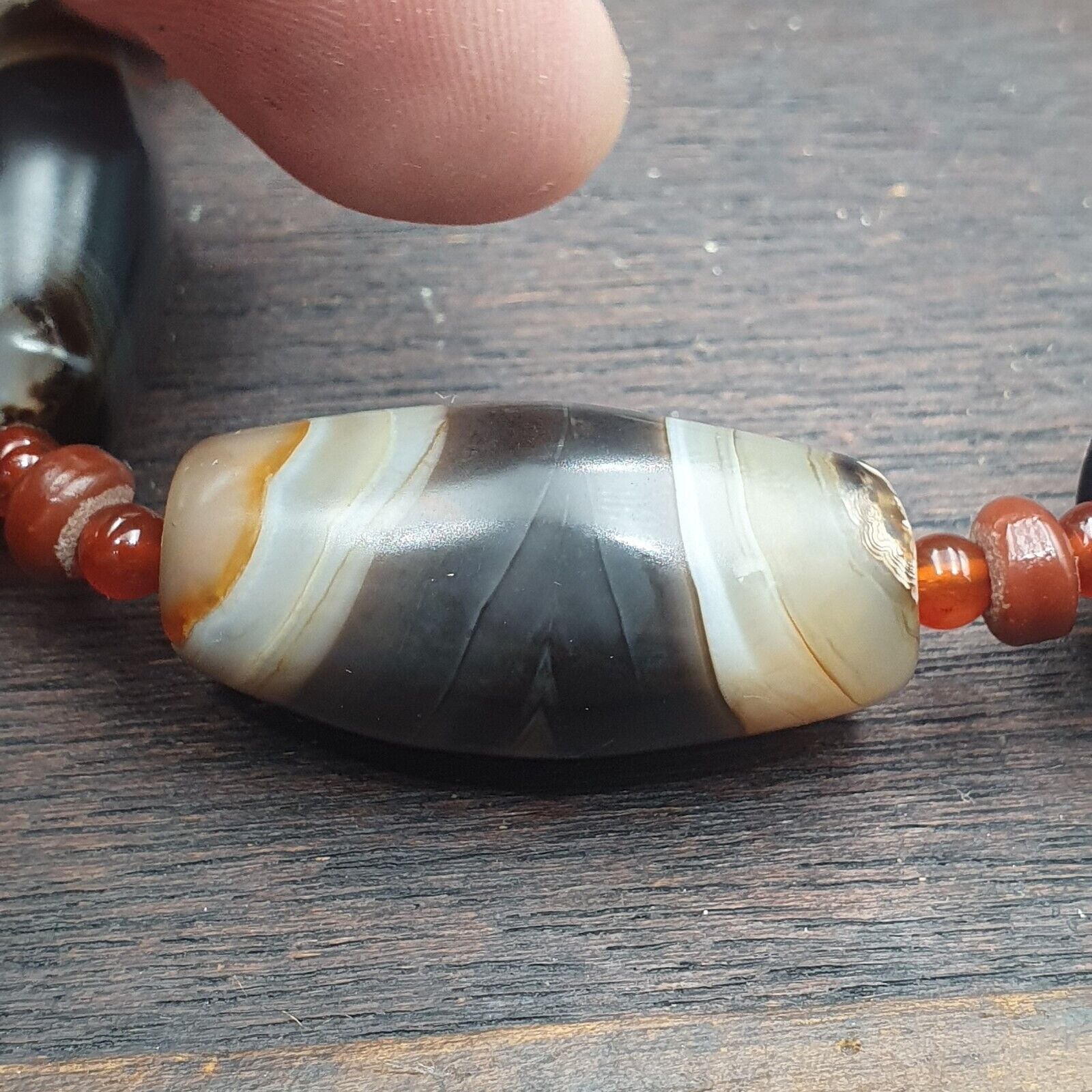 Ancient Himalayan Indo Tibetan carnelian Agate Sulimani beads necklace mala