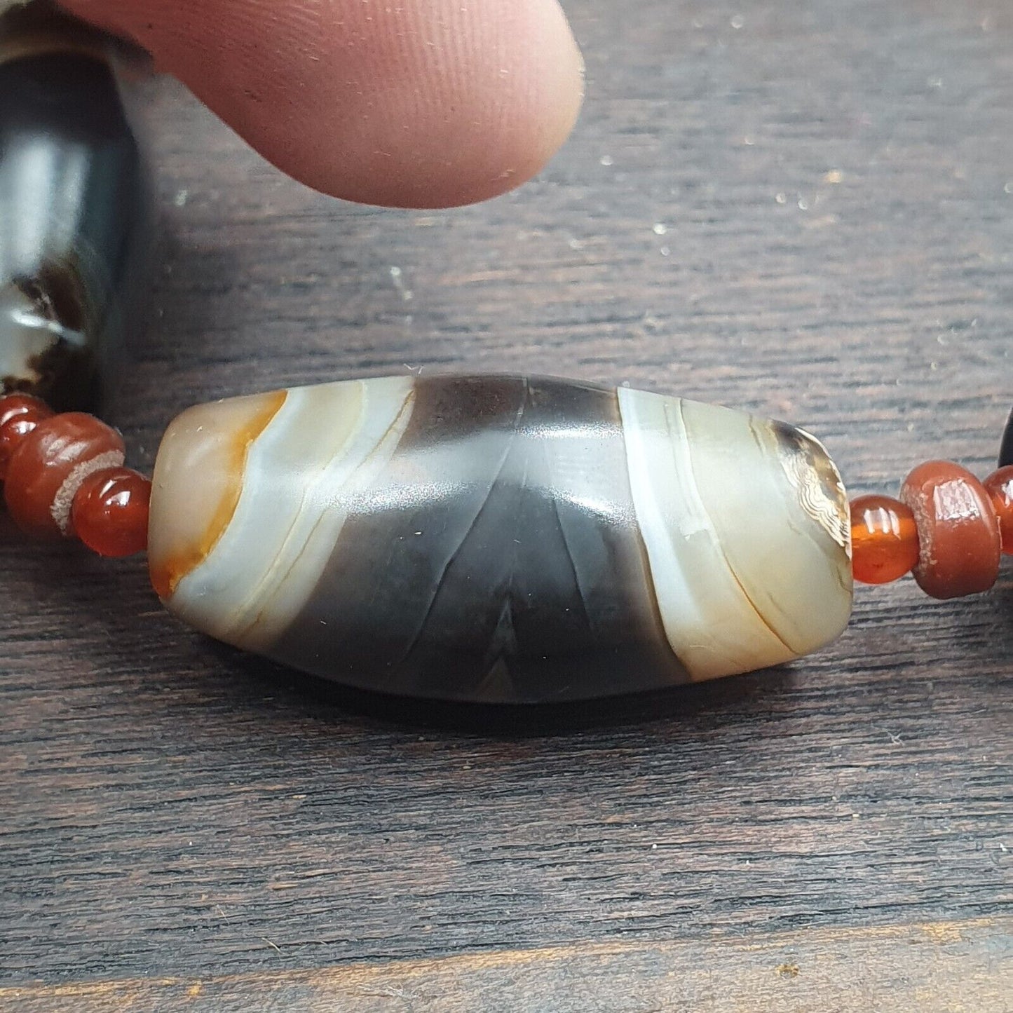 古代喜馬拉雅印度藏紅玉髓瑪瑙蘇里瑪尼珠項鍊馬拉