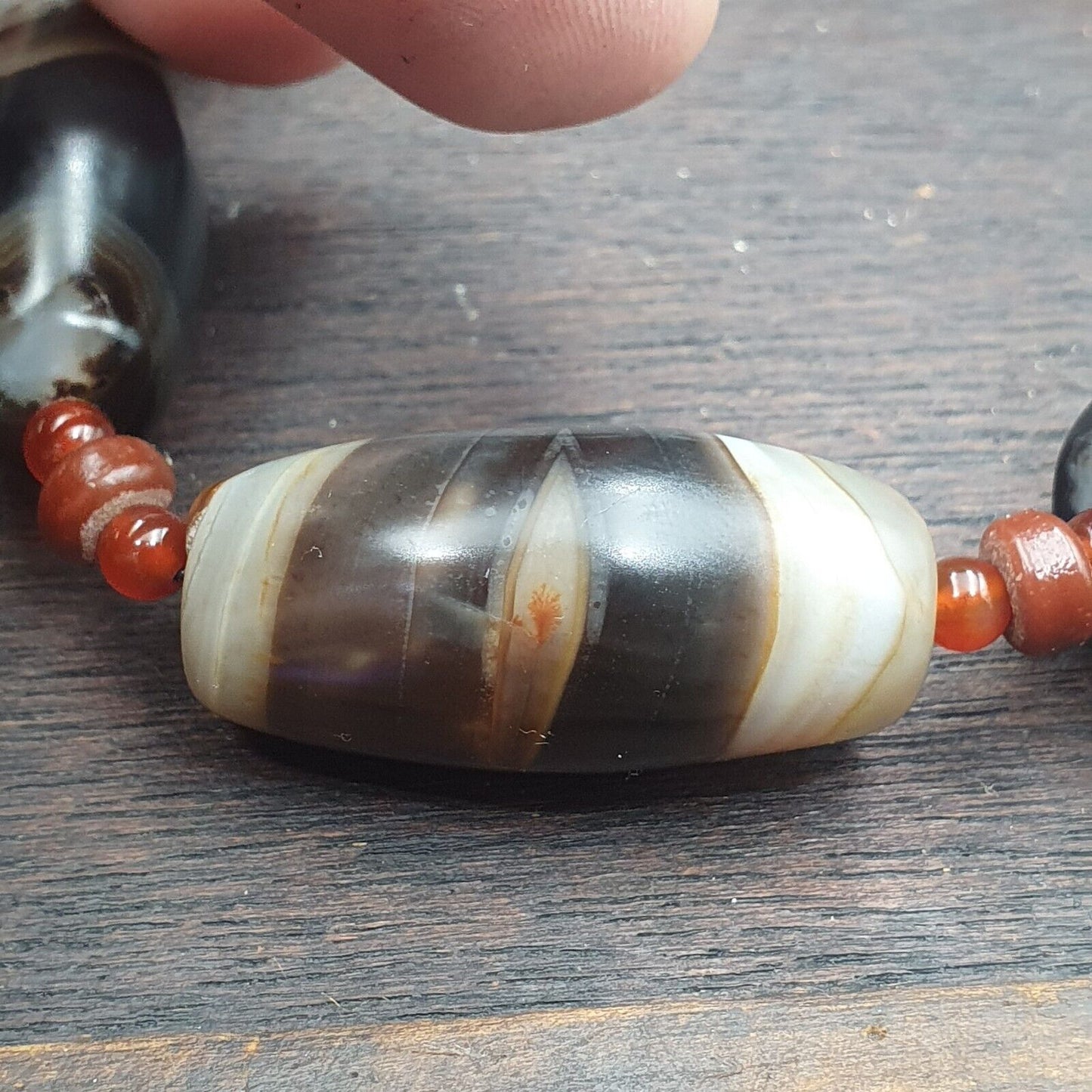 古代喜馬拉雅印度藏紅玉髓瑪瑙蘇里瑪尼珠項鍊馬拉