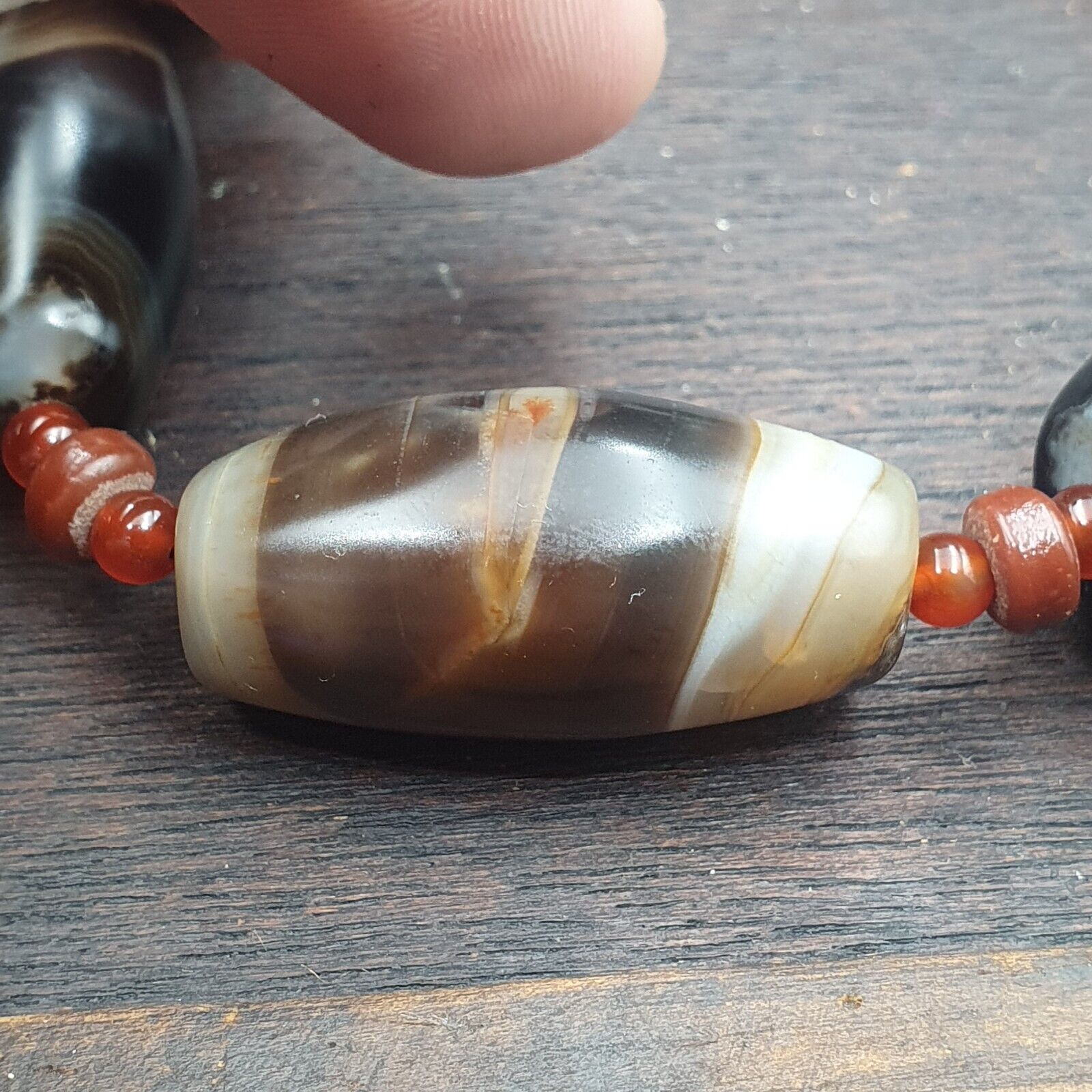 Ancient Himalayan Indo Tibetan carnelian Agate Sulimani beads necklace mala