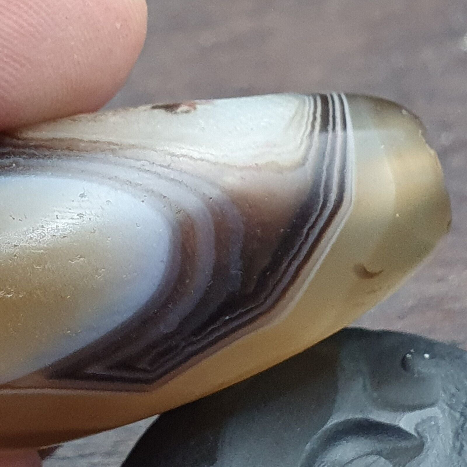 Crystal Eye Agate Old Himalayan Indo Tibetan Nepal Antique Amulet Bead B#367