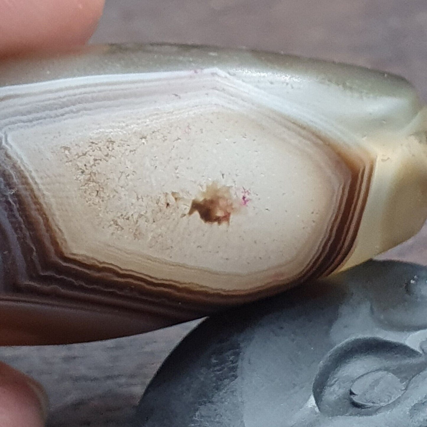 水晶眼瑪瑙老喜馬拉雅印度西藏尼泊爾古董護身符珠 B#367