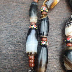 Ancient Himalayan Indo Tibetan carnelian Agate Sulimani beads necklace mala