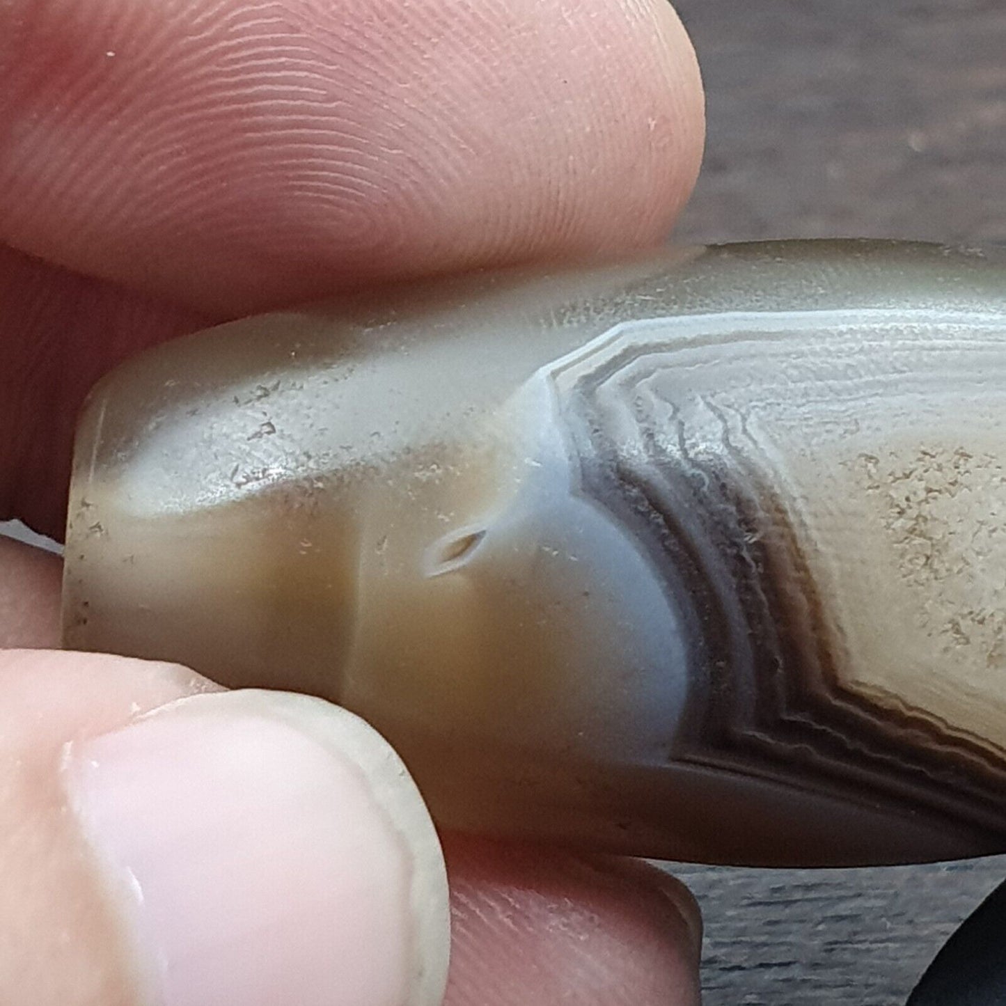 水晶眼瑪瑙老喜馬拉雅印度西藏尼泊爾古董護身符珠 B#367