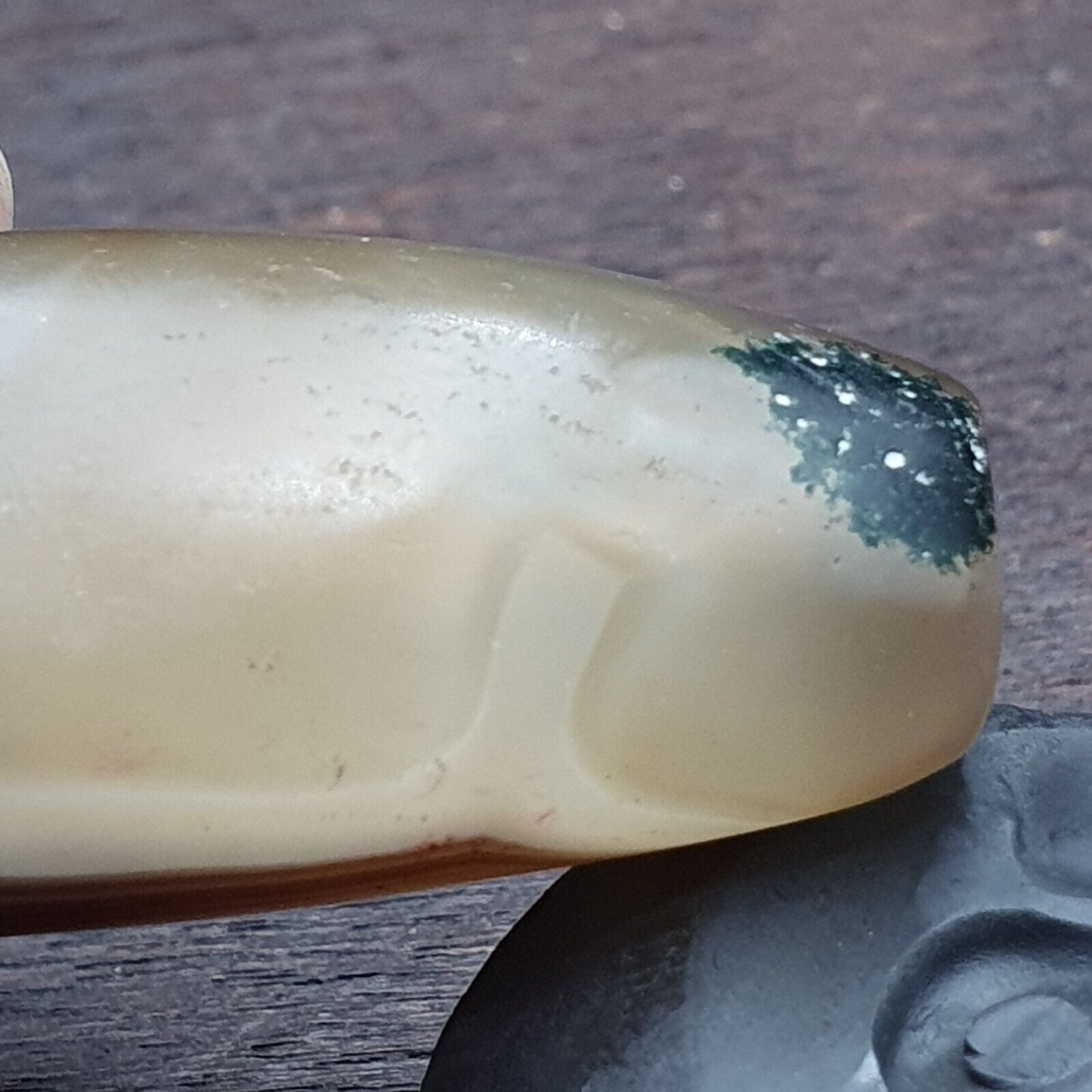 水晶眼瑪瑙老喜馬拉雅印度西藏尼泊爾古董護身符珠 B#367