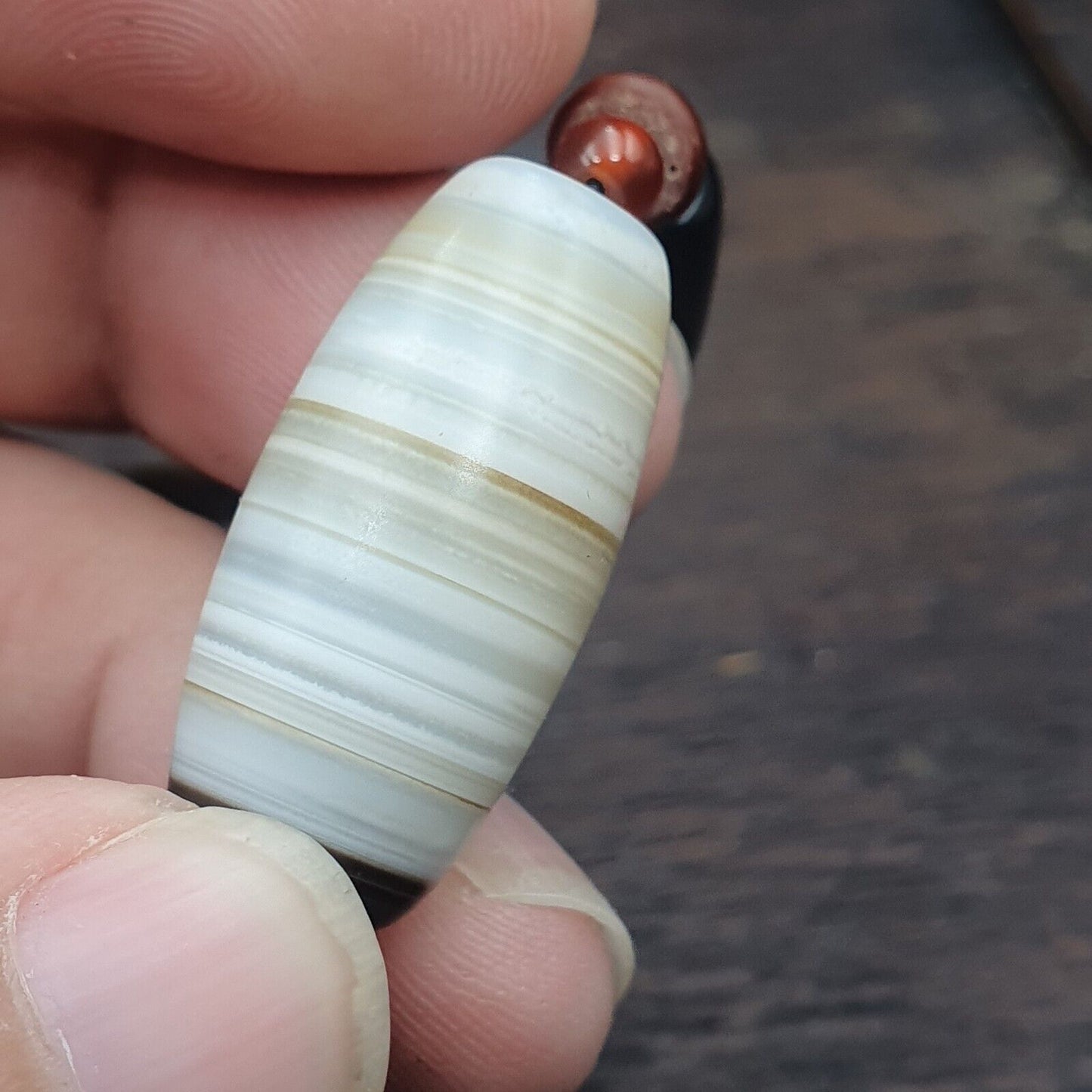 古代喜馬拉雅印度藏紅玉髓瑪瑙蘇里瑪尼珠項鍊馬拉
