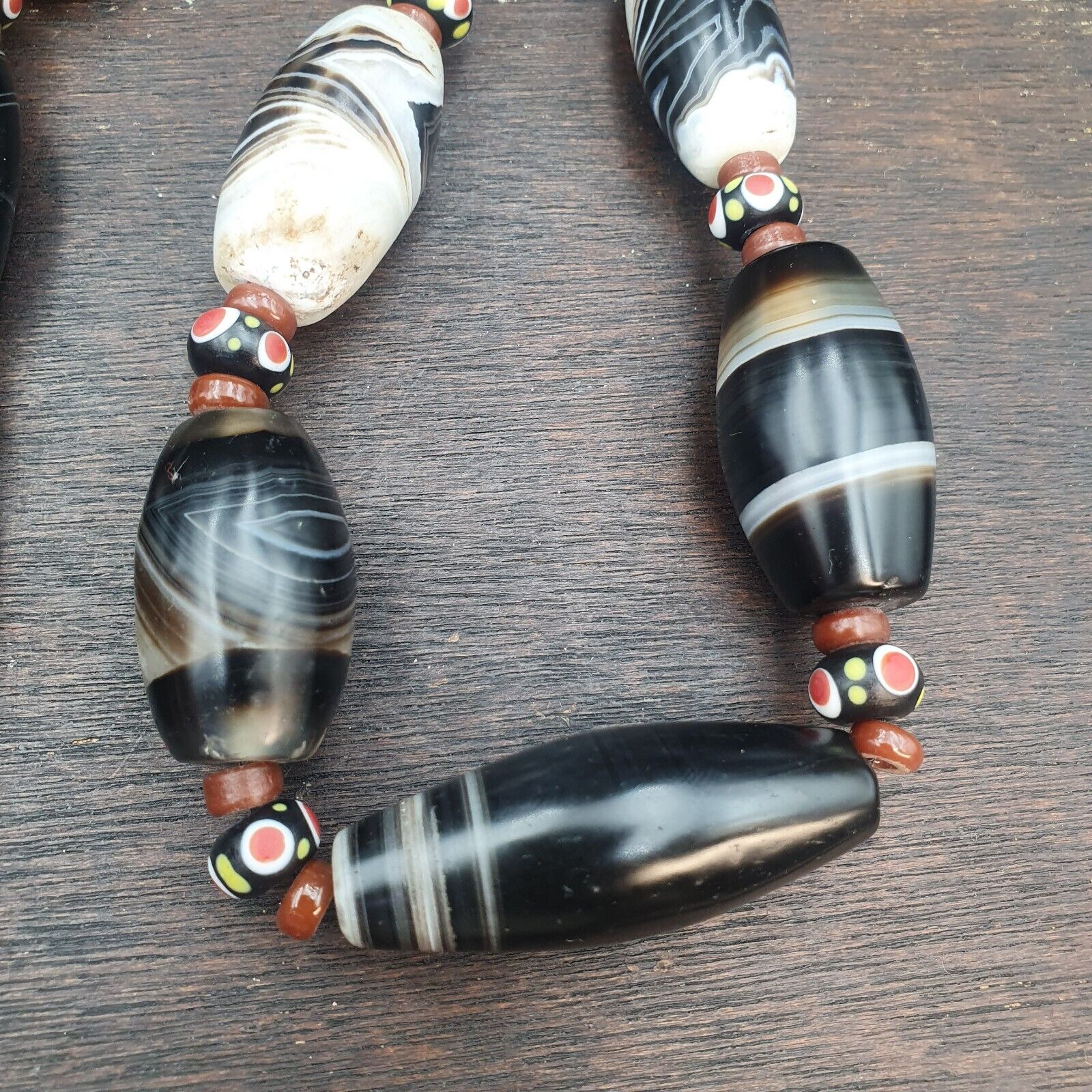 Ancient Himalayan Indo Tibetan carnelian Agate Sulimani beads necklace mala