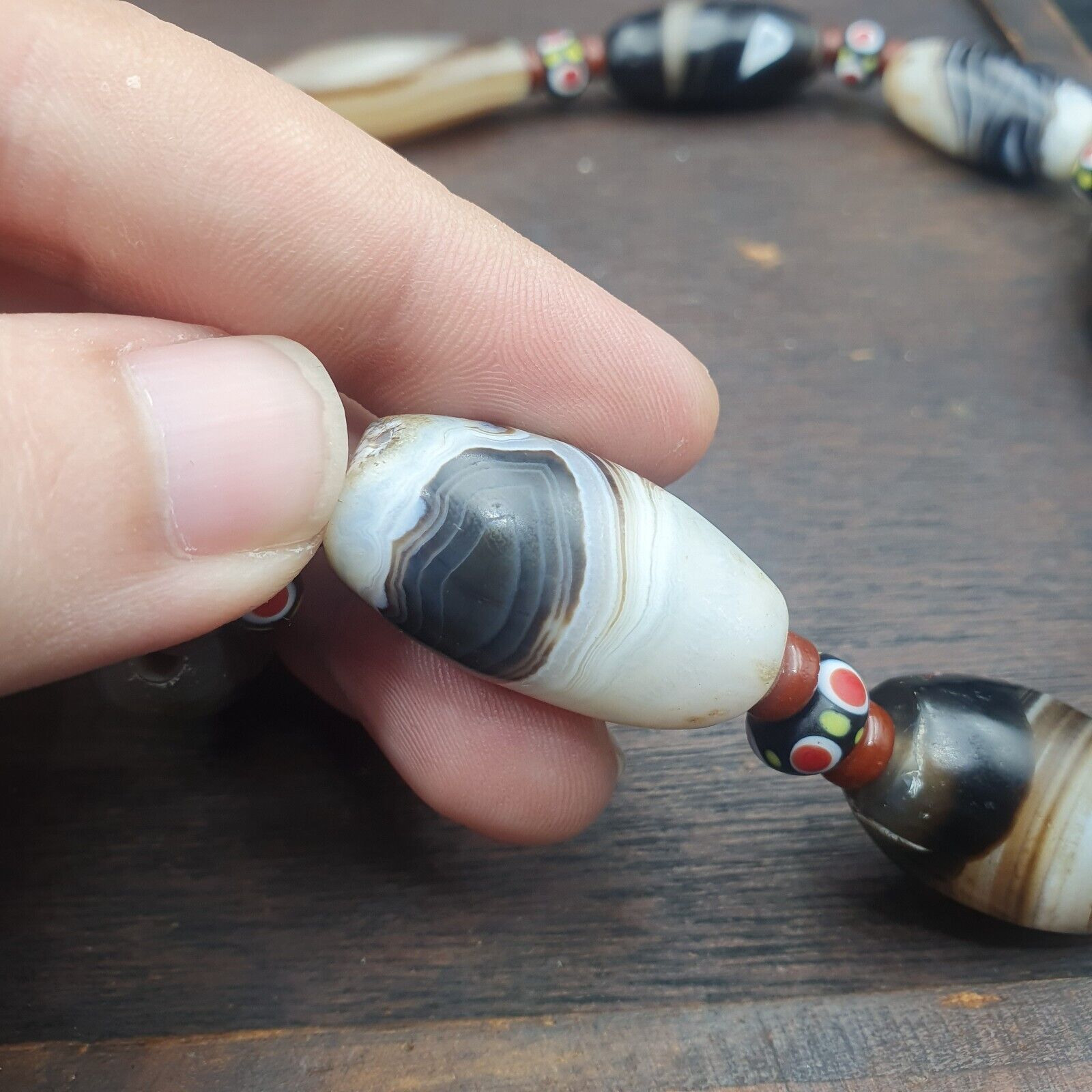 Ancient Himalayan Indo Tibetan carnelian Agate Sulimani beads necklace mala