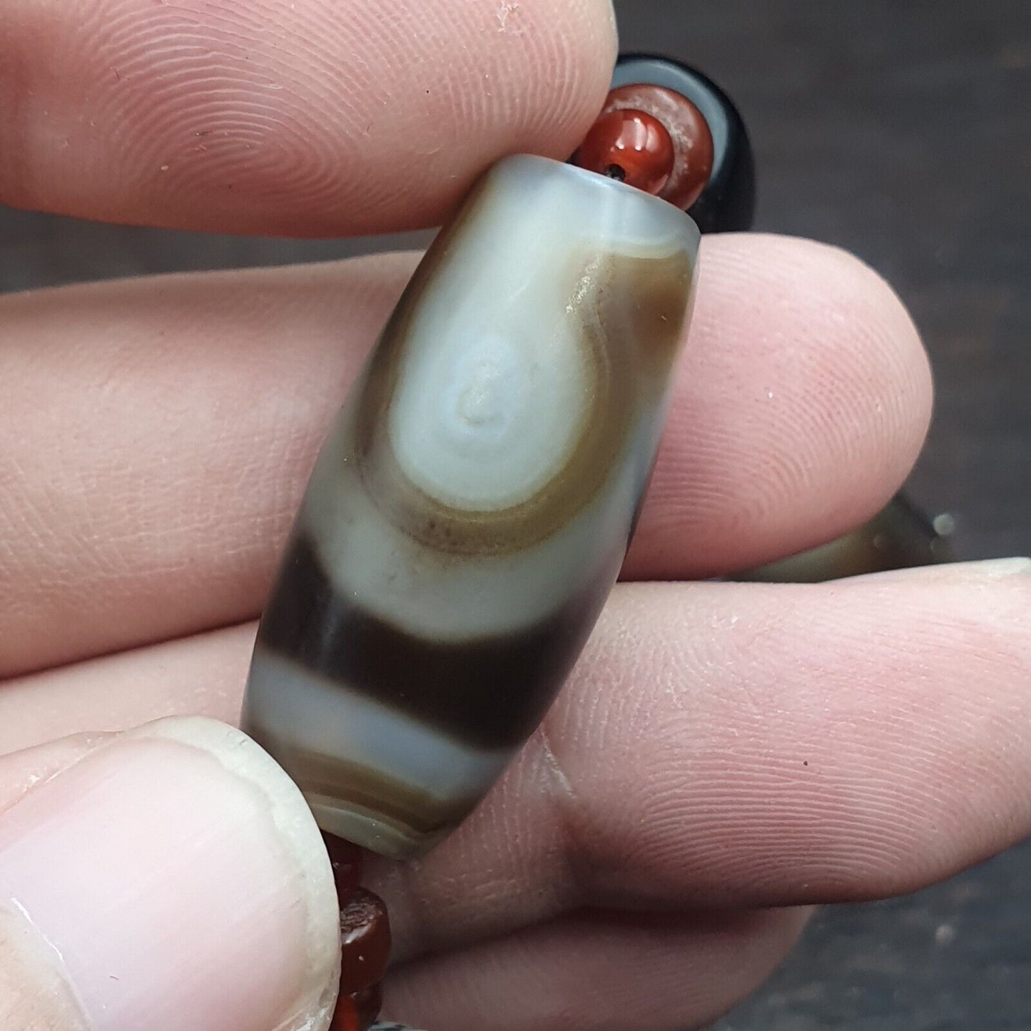 古代喜馬拉雅印度藏紅玉髓瑪瑙蘇里瑪尼珠項鍊馬拉