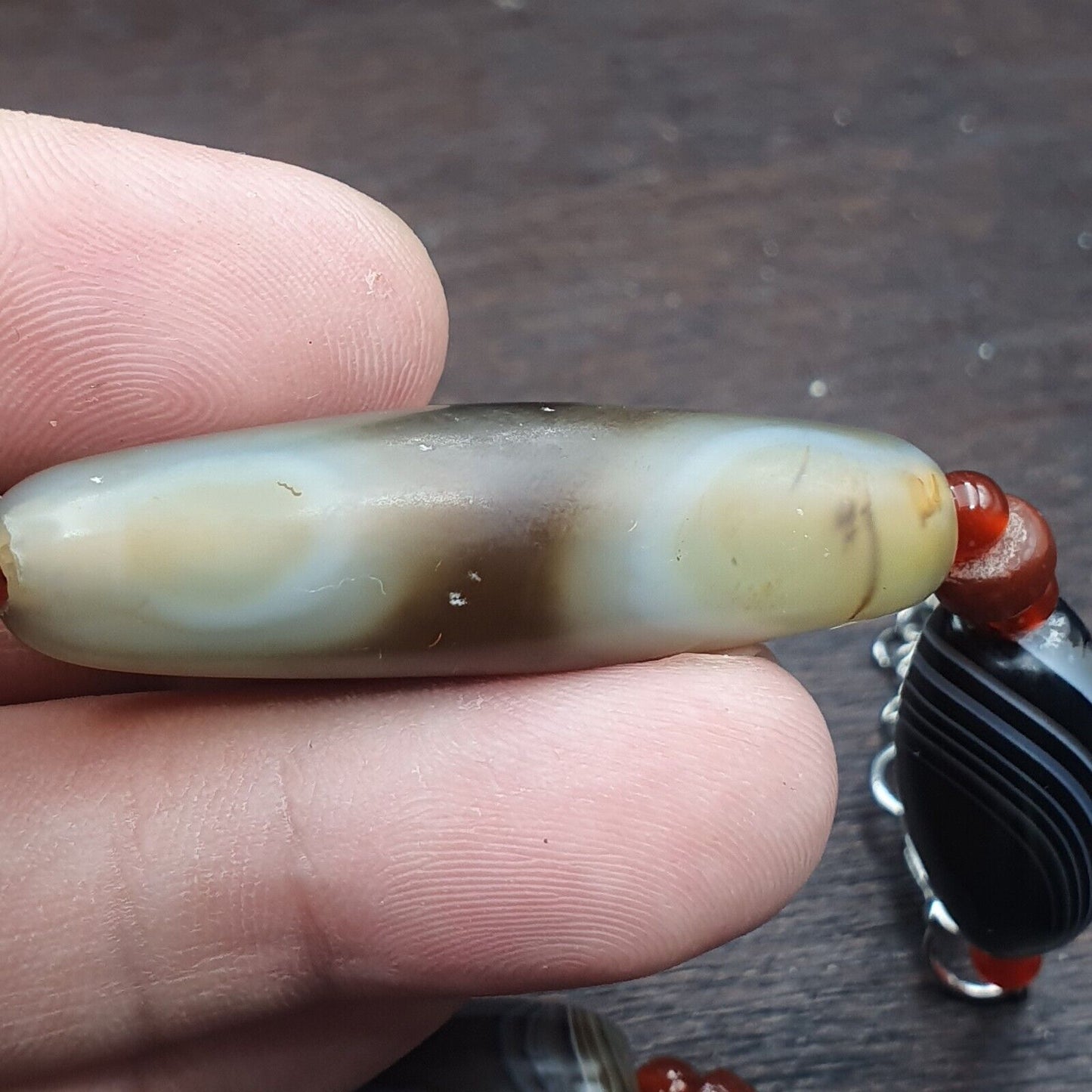 古代喜馬拉雅印度藏紅玉髓瑪瑙蘇里瑪尼珠項鍊馬拉
