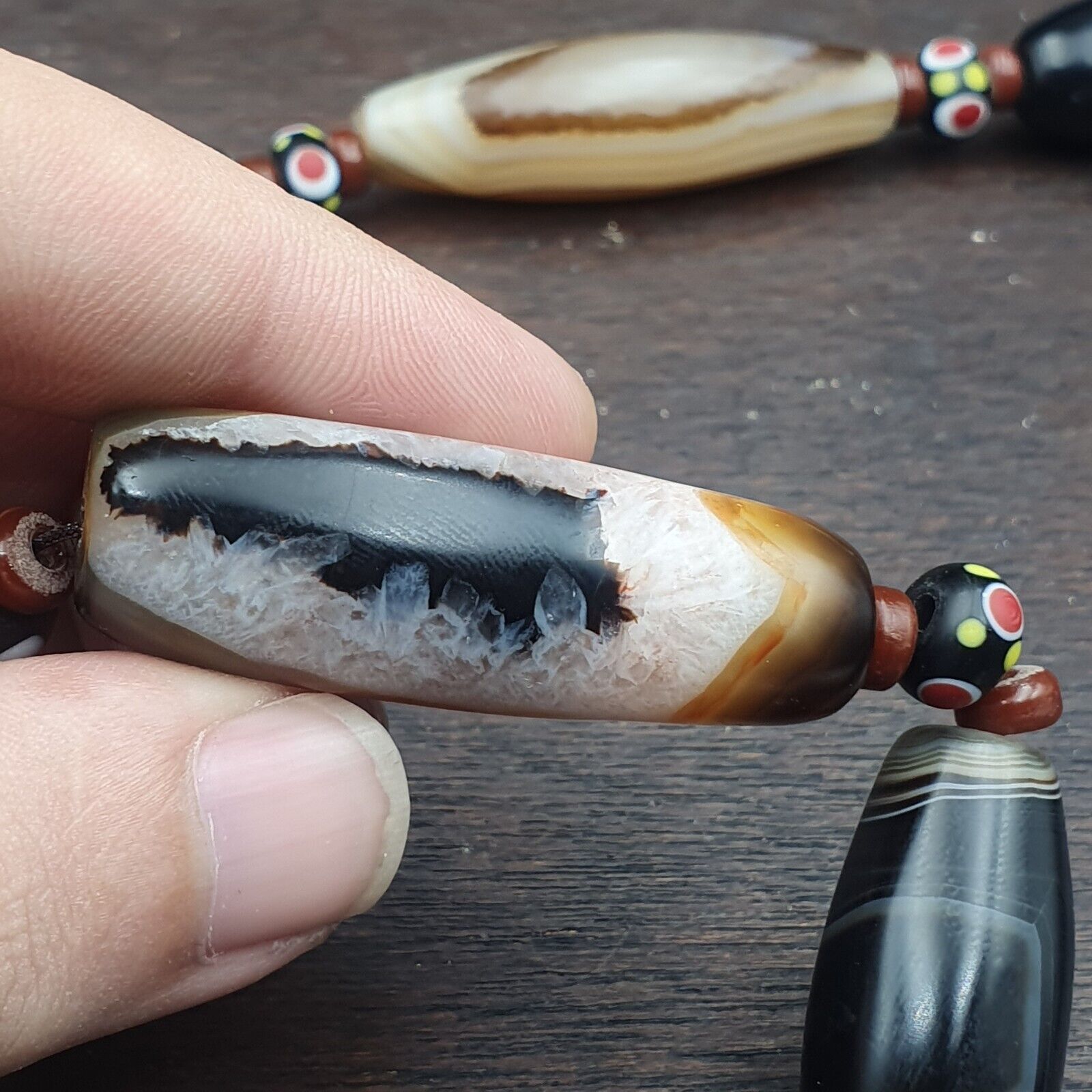 Ancient Himalayan Indo Tibetan carnelian Agate Sulimani beads necklace mala