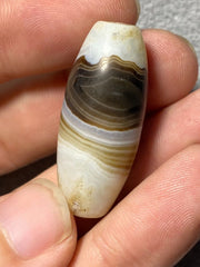 Rare Crystal in Agate Old Himalayan Indo Tibetan Nepal Antique Dzi Bead B#360