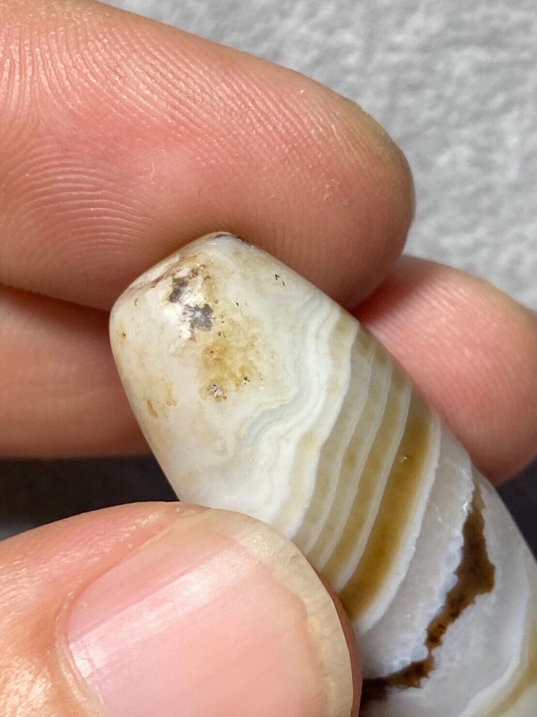 Rare Crystal in Agate Old Himalayan Indo Tibetan Nepal Antique Dzi Bead B#360