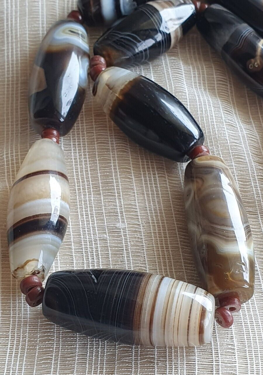 Unique Pattern African Middle eastern eye Agate Sulimani beads necklace mala