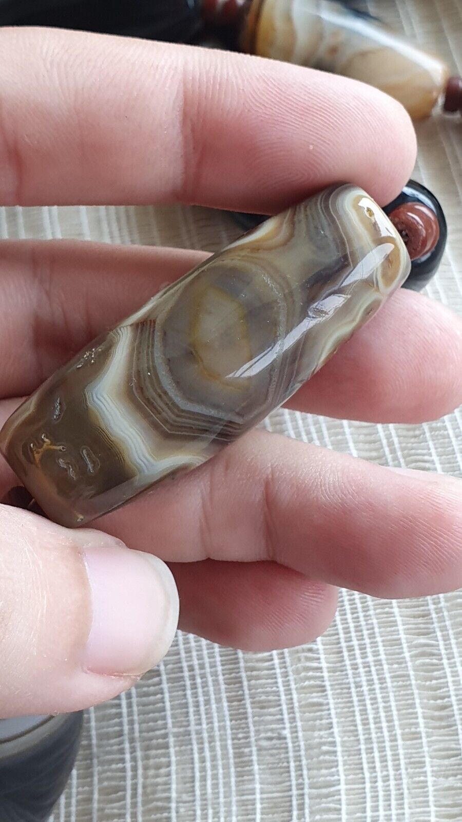 Unique Pattern African Middle eastern eye Agate Sulimani beads necklace mala