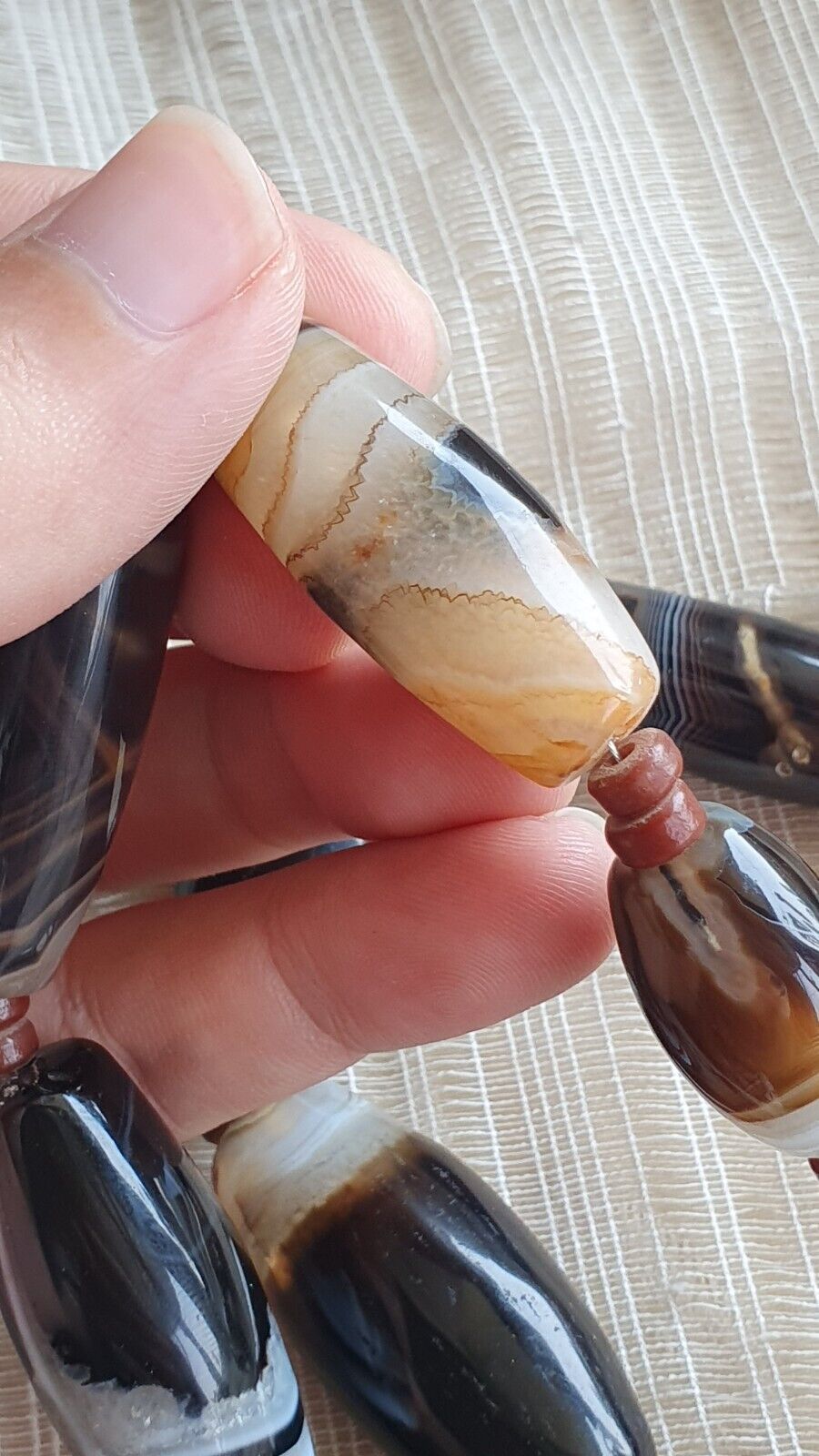 Unique Pattern African Middle eastern eye Agate Sulimani beads necklace mala