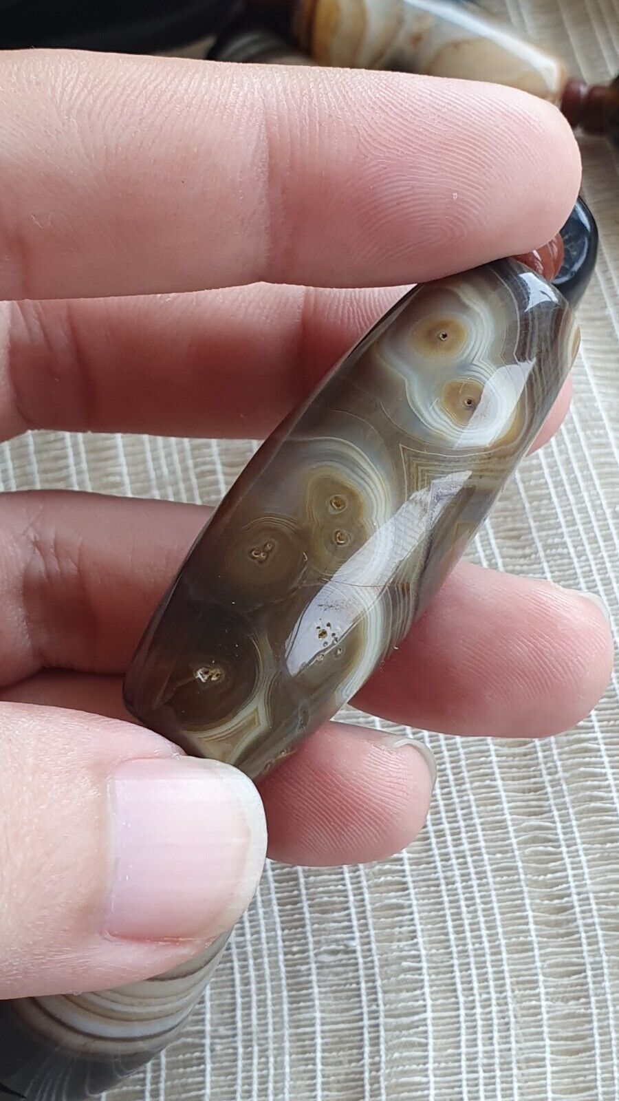 Unique Pattern African Middle eastern eye Agate Sulimani beads necklace mala