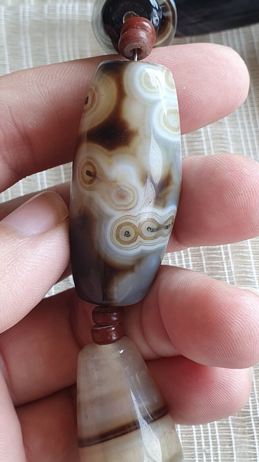 Unique Pattern African Middle eastern eye Agate Sulimani beads necklace mala